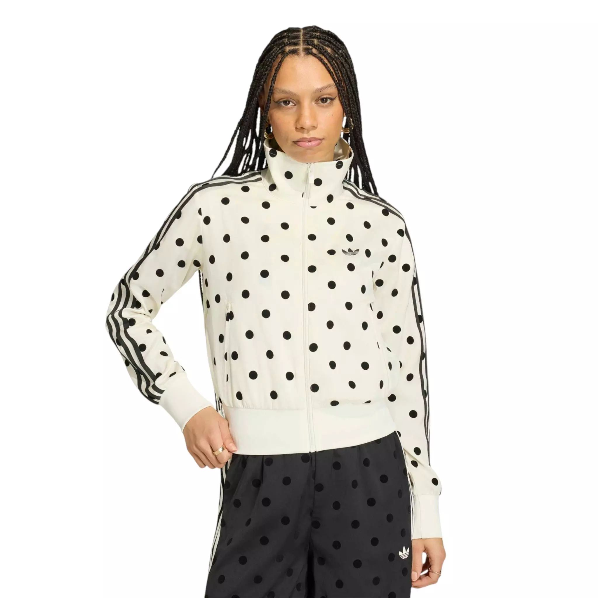 adidas Women's Polka Dot Jacket - Off White - WHITE/BLACK