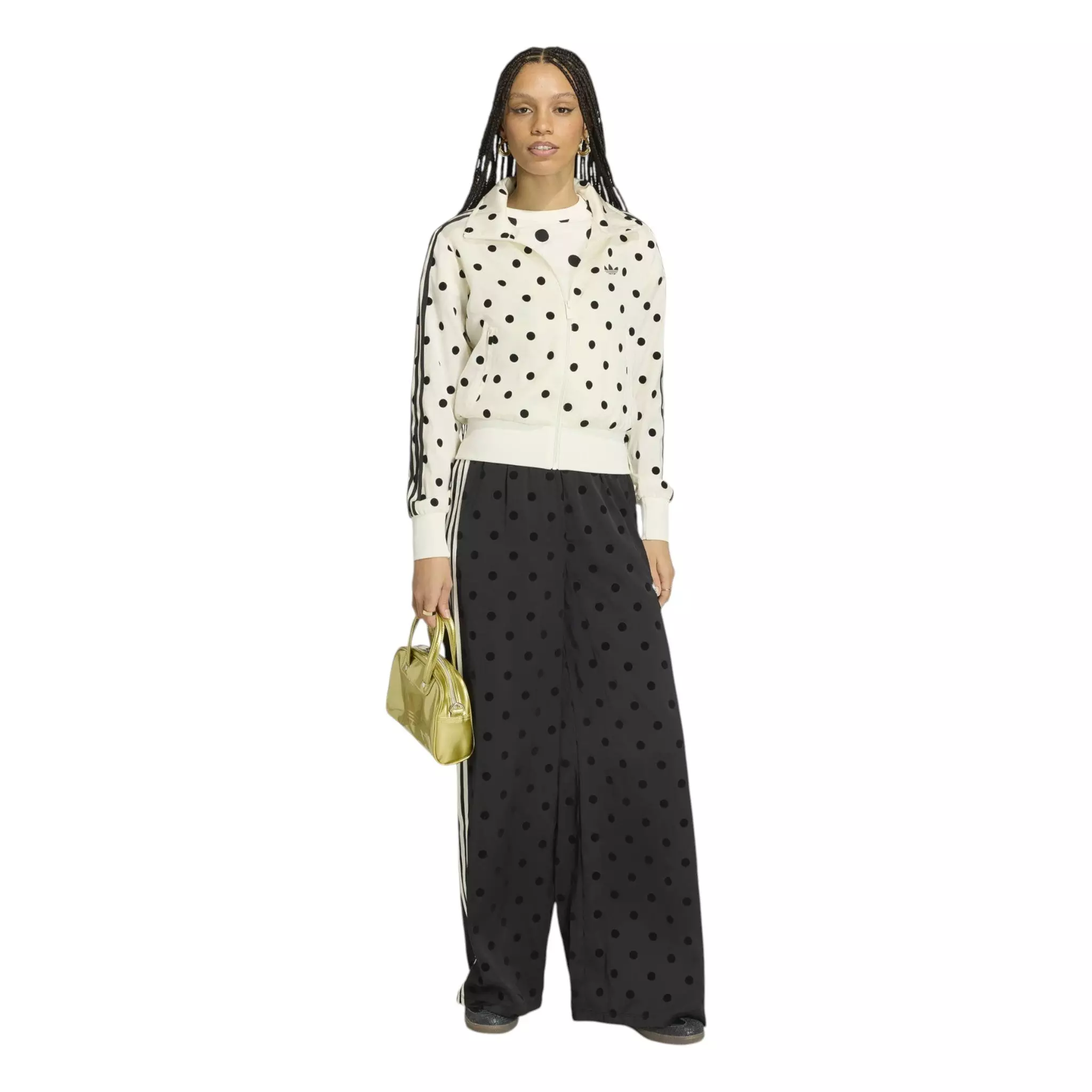 adidas Women's Polka Dot Jacket - Off White - WHITE/BLACK