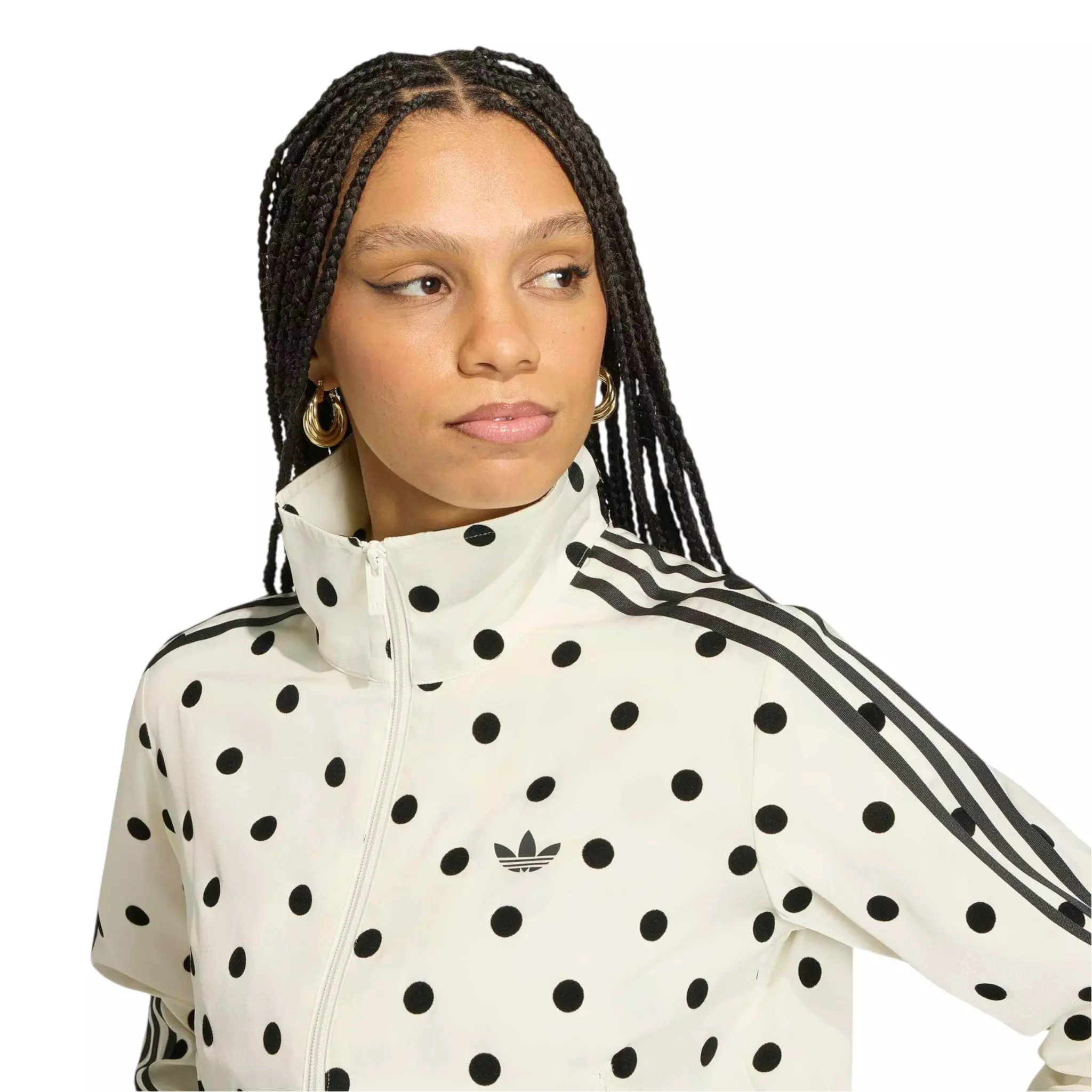 adidas Women's Polka Dot Jacket - Off White - WHITE/BLACK
