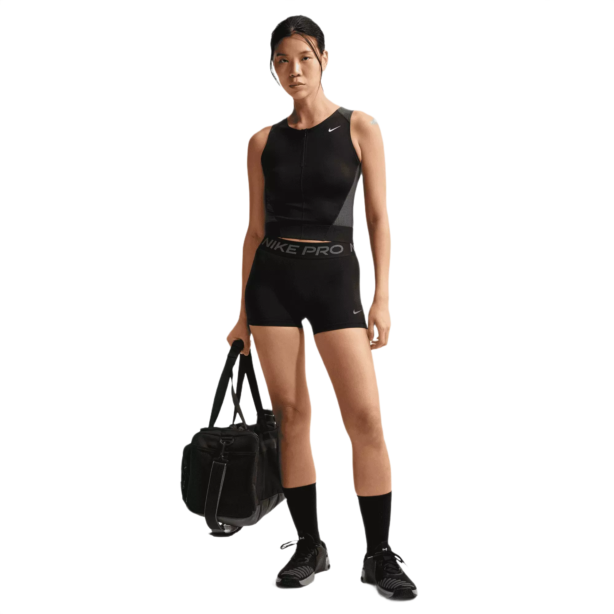 Nike Women's Pro Mid-Rise 3" Biker Shorts - Black/Grey - BLACK/GREY