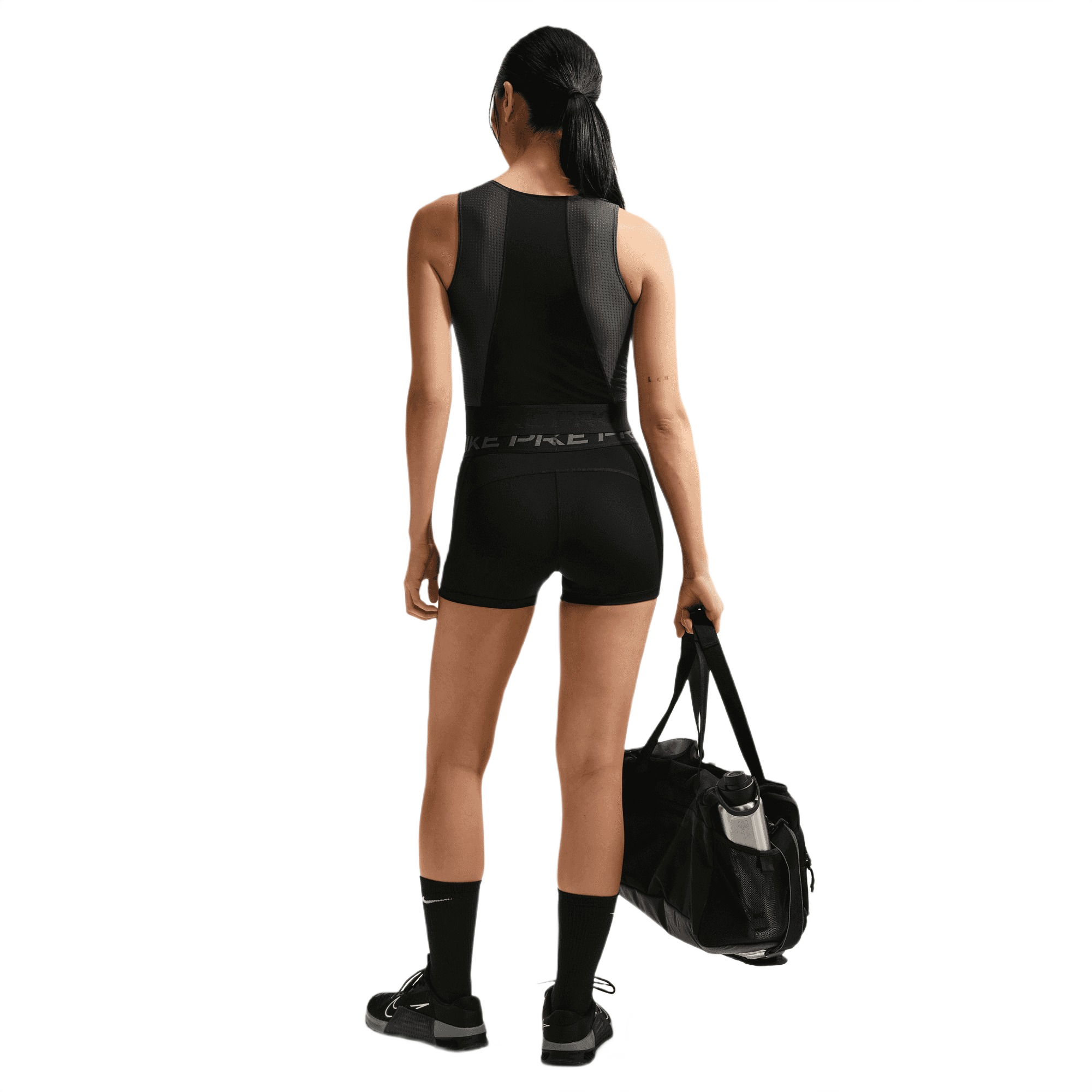 Nike Women's Pro Mid-Rise 3" Biker Shorts - Black/Grey - BLACK/GREY Thumbnail View 2