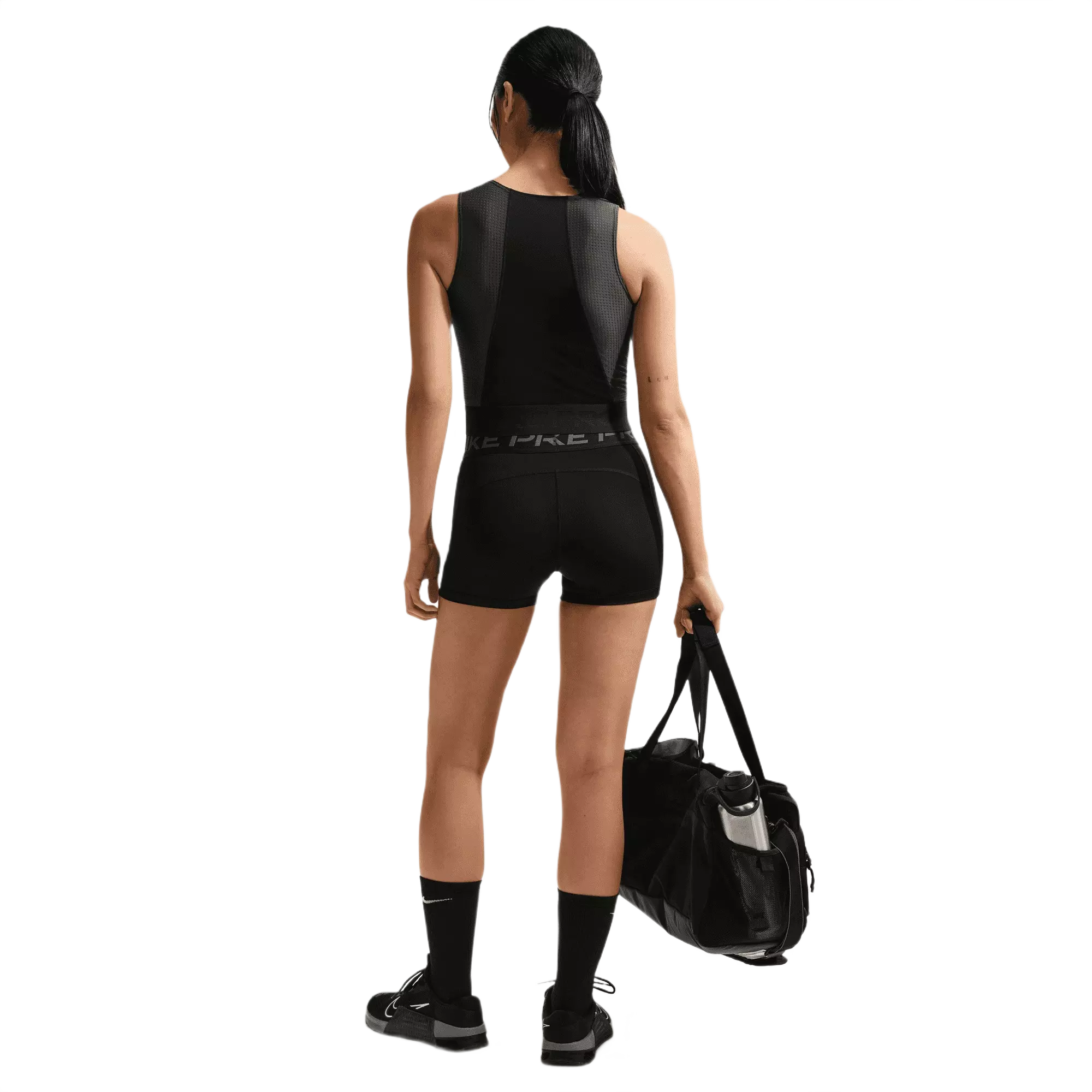 Nike Women's Pro Mid-Rise 3" Biker Shorts - Black/Grey - BLACK/GREY