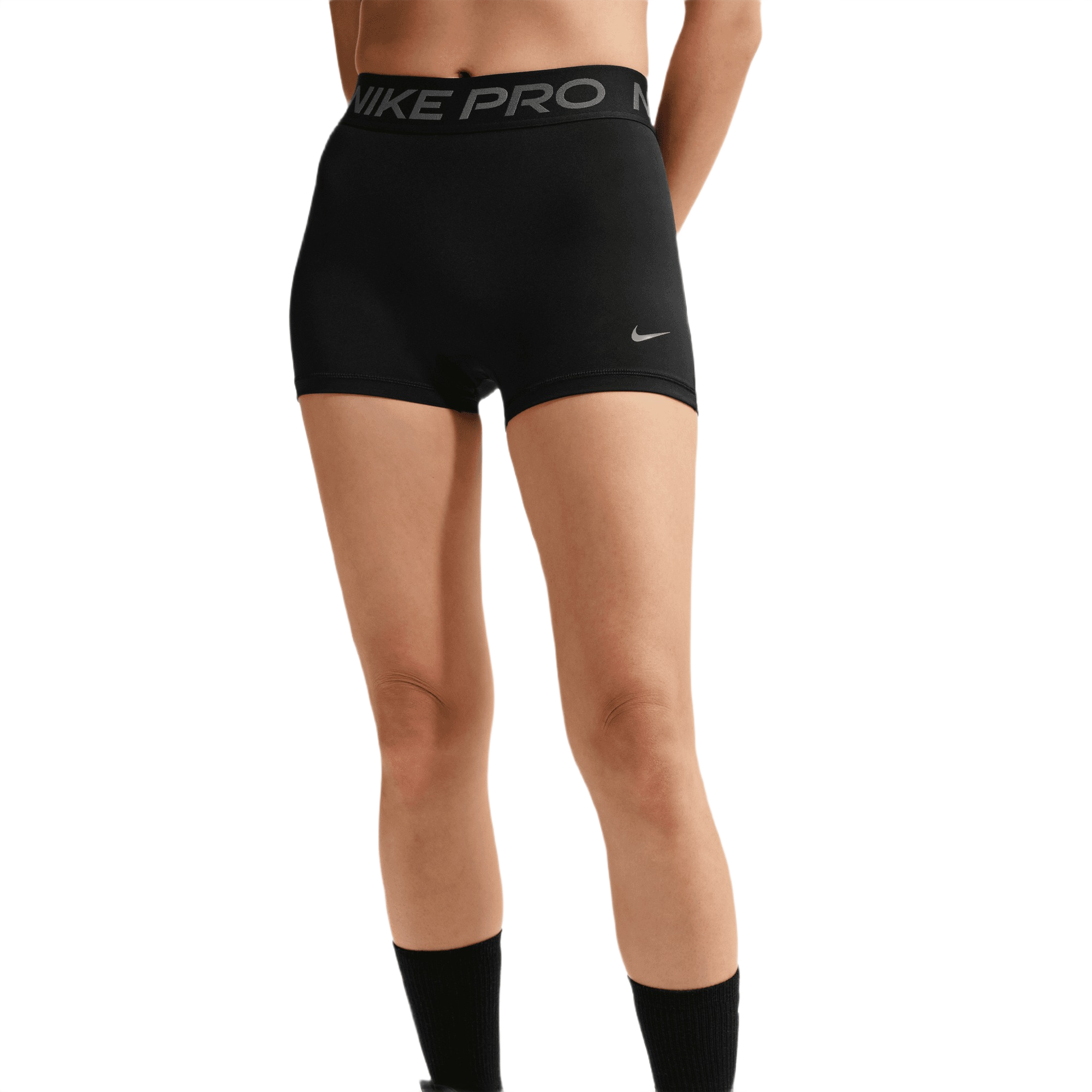 Nike Women's Pro Mid-Rise 3" Biker Shorts - Black/Grey - BLACK/GREY Thumbnail View 3