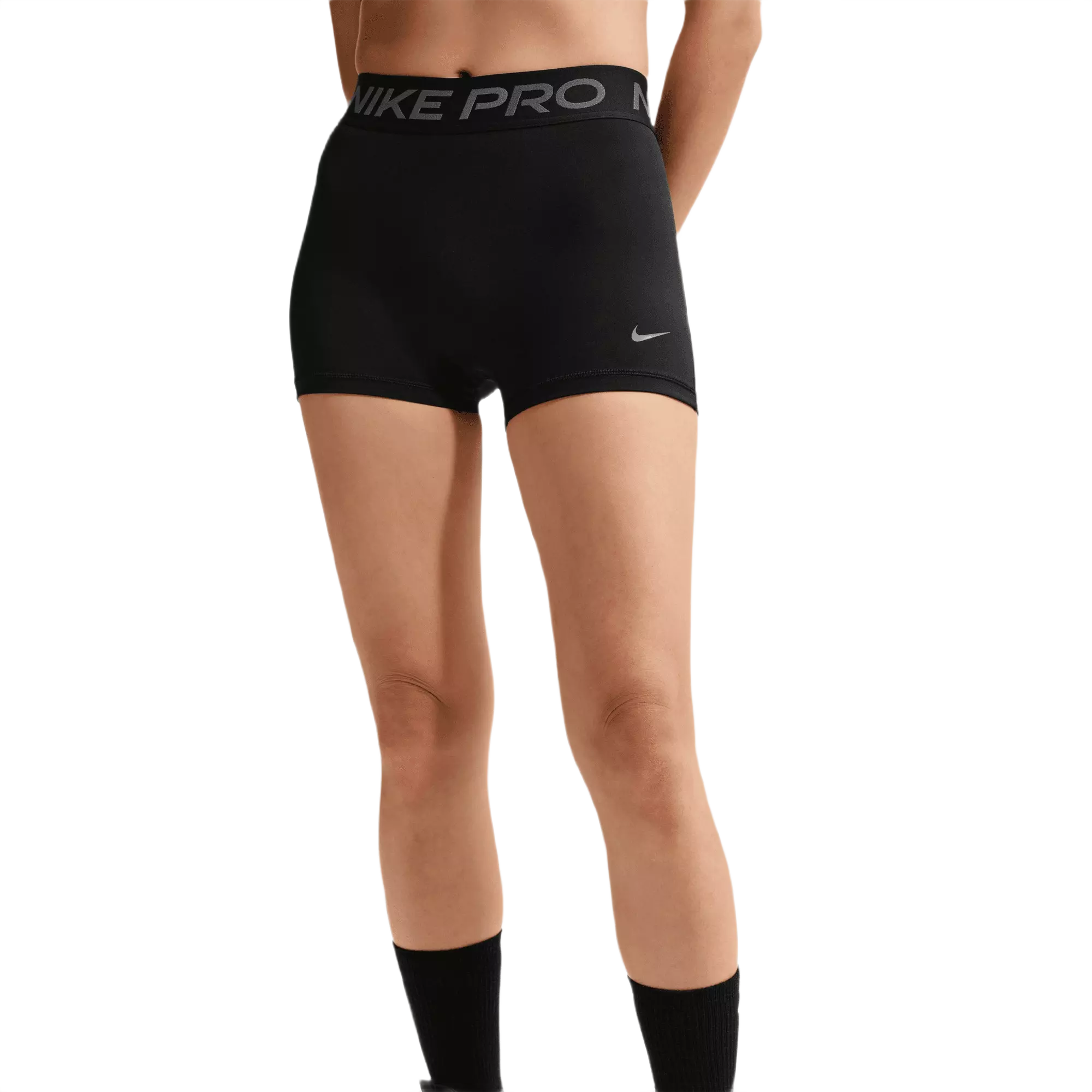 Nike Women's Pro Mid-Rise 3" Biker Shorts - Black/Grey - BLACK/GREY