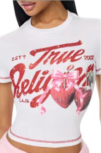 True Religion Women's Cherry Bab Tee - White - WHITE