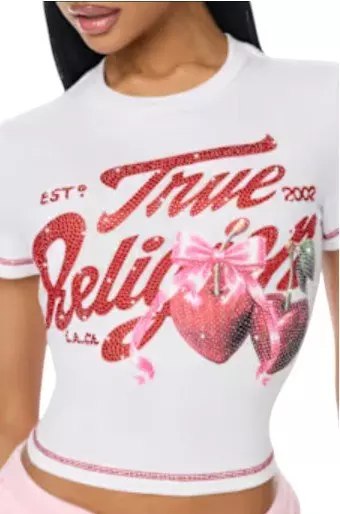 True Religion Women's Cherry Bab Tee - White - WHITE