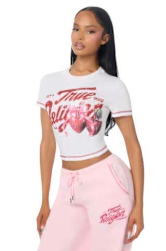 True Religion Women's Cherry Bab Tee - White - WHITE