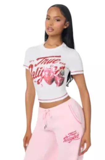 True Religion Women's Cherry Bab Tee - White - WHITE