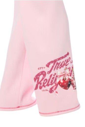True Religion Women's Cherry Wide-Leg Fleece Bottoms - PINK