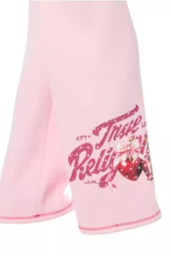 True Religion Women's Cherry Wide-Leg Fleece Bottoms - PINK