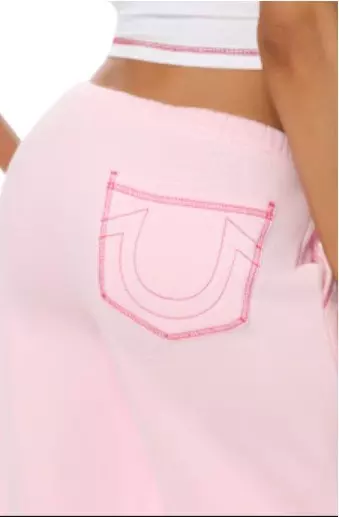 True Religion Women's Cherry Wide-Leg Fleece Bottoms - PINK