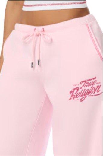 True Religion Women's Cherry Wide-Leg Fleece Bottoms - PINK