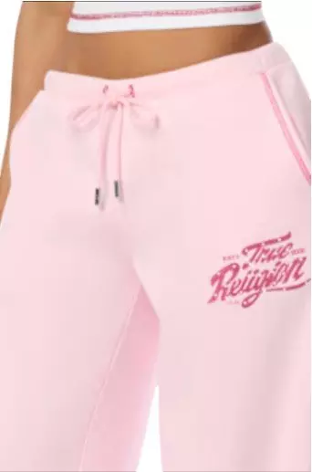 True Religion Women's Cherry Wide-Leg Fleece Bottoms - PINK