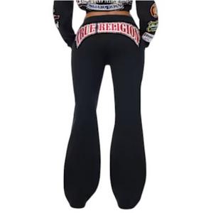 True Religion Women's Varsity Patchwork Wide Leg Fleece Pants - BLACK
