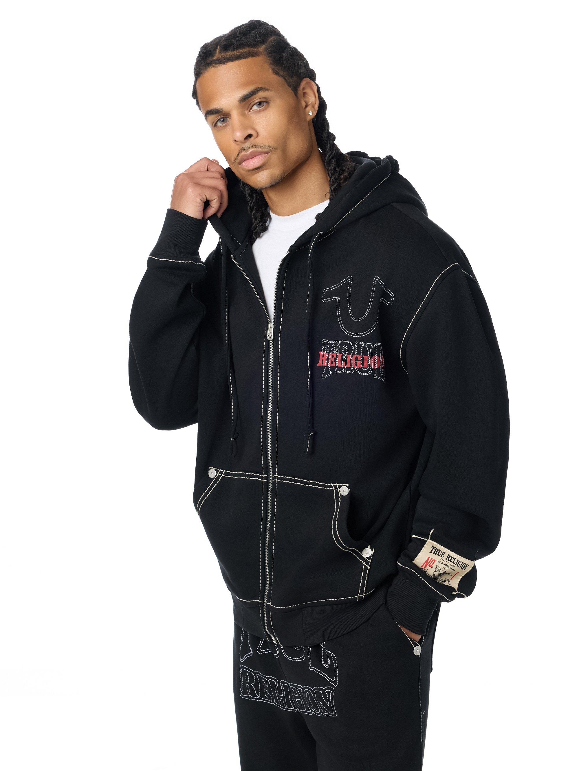 True Religion Men's No 1 Big T Hoodie - BLACK