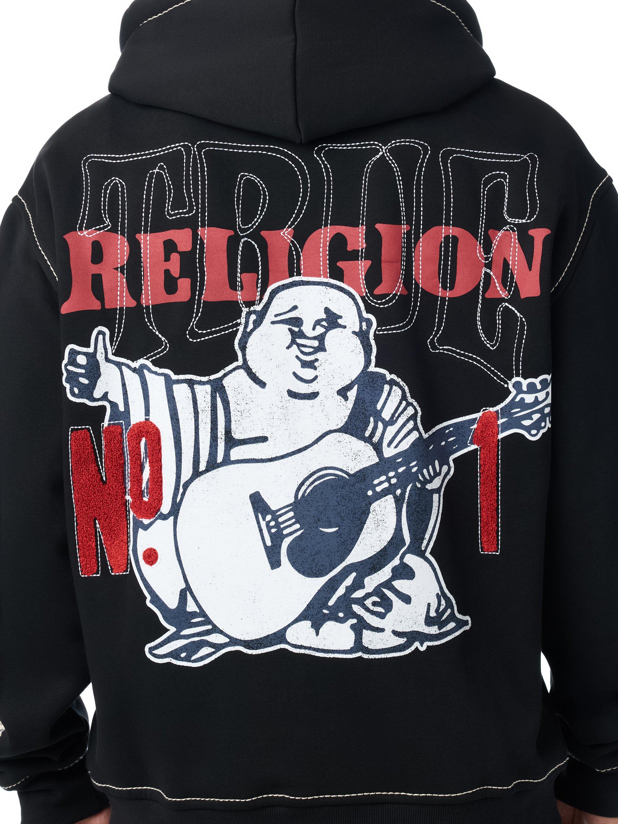 True Religion Men's No 1 Big T Hoodie - BLACK