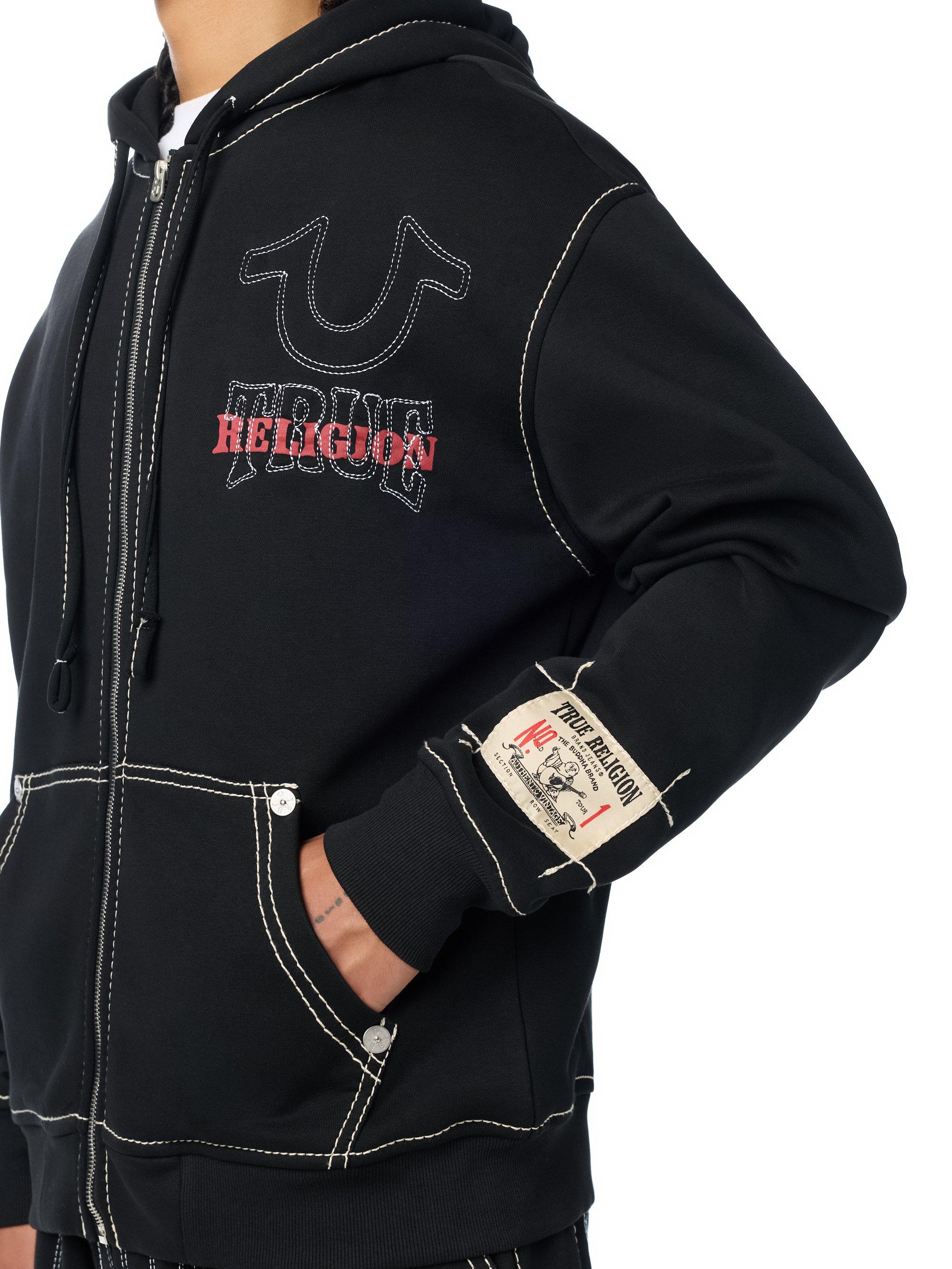 True Religion Men's No 1 Big T Hoodie - BLACK