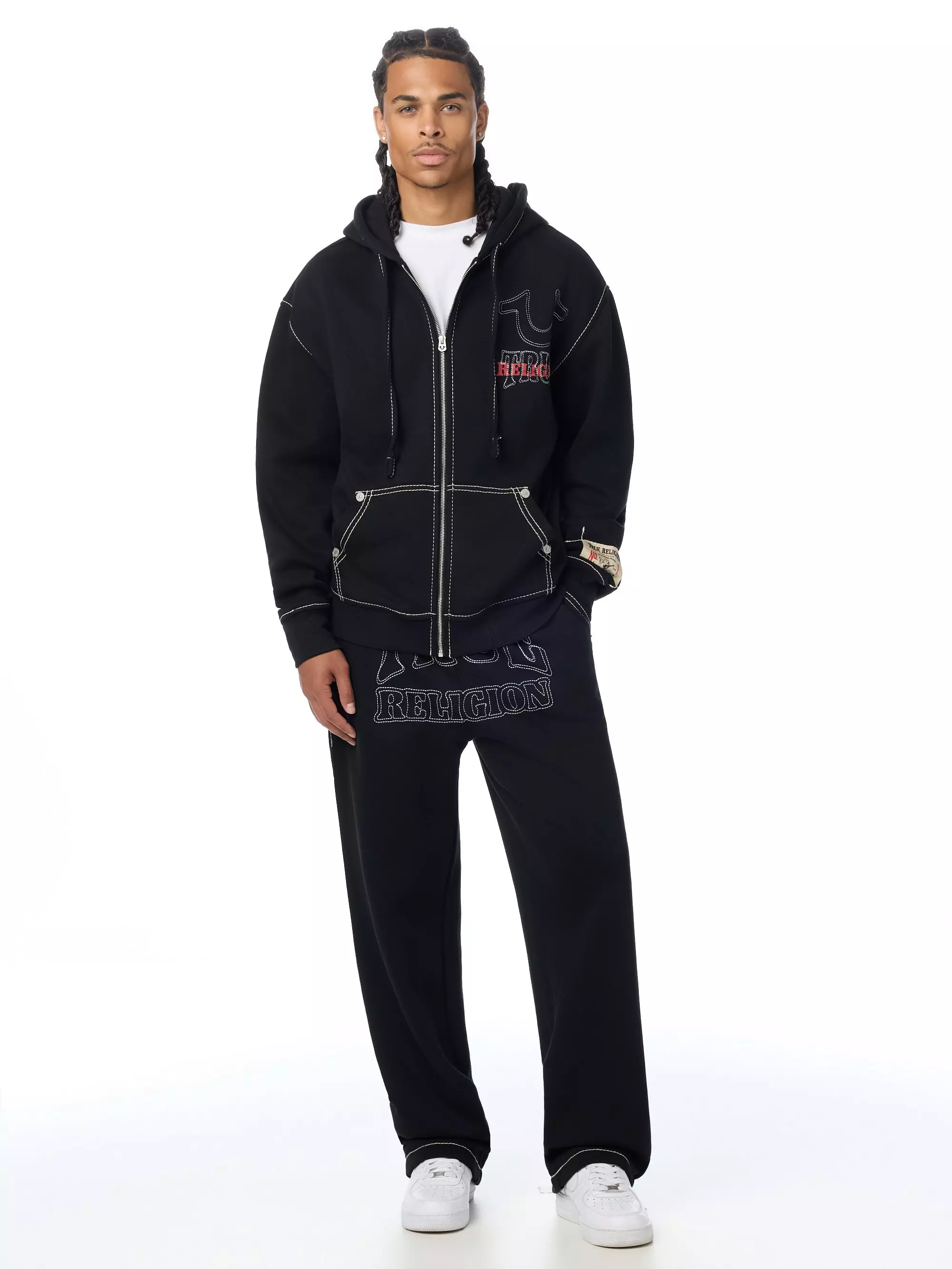 True Religion Men's No 1 Big T Hoodie - BLACK