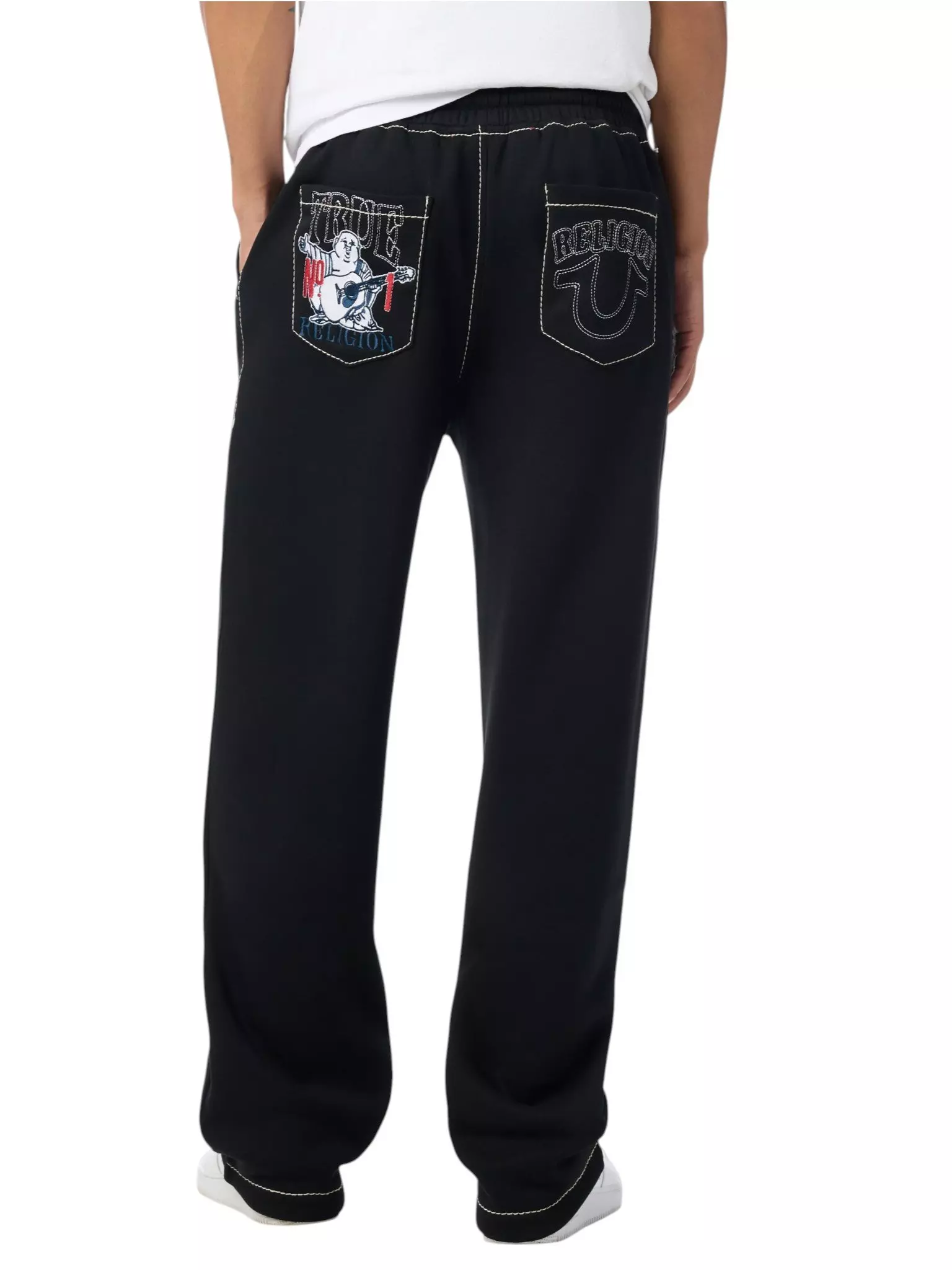 True Religion Men's No 1 Big T Fleece Pants - BLACK
