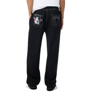 True Religion Men's No 1 Big T Fleece Pants - BLACK