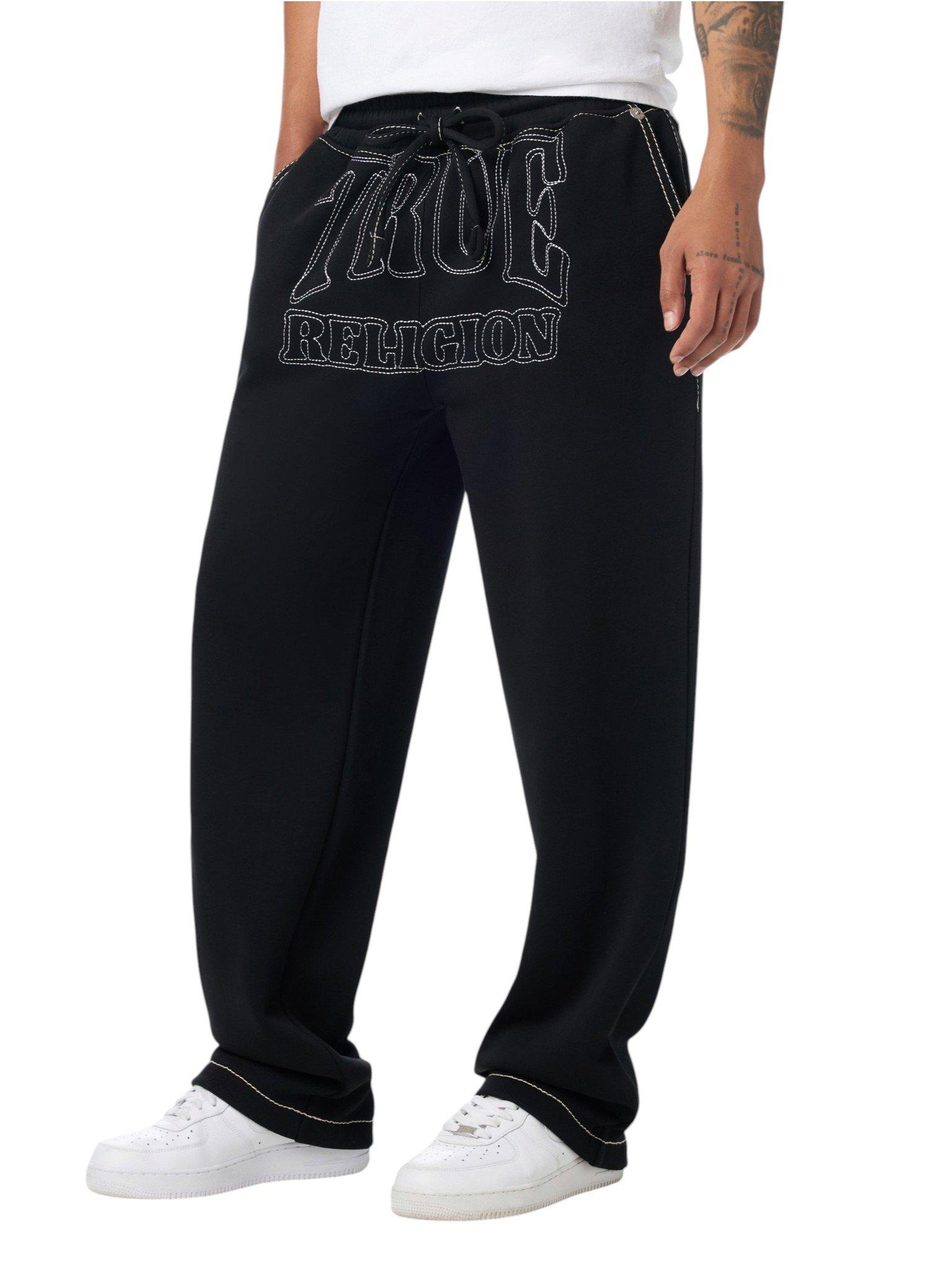 True Religion Men's No 1 Big T Fleece Pants - BLACK