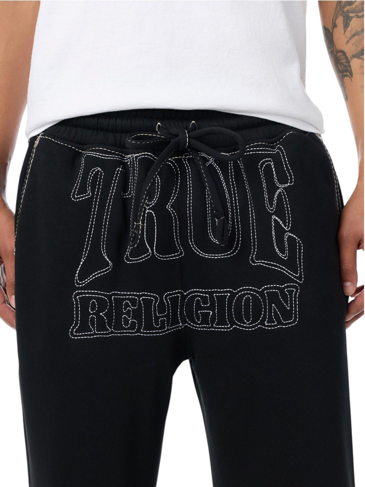 True Religion Men's No 1 Big T Fleece Pants - BLACK