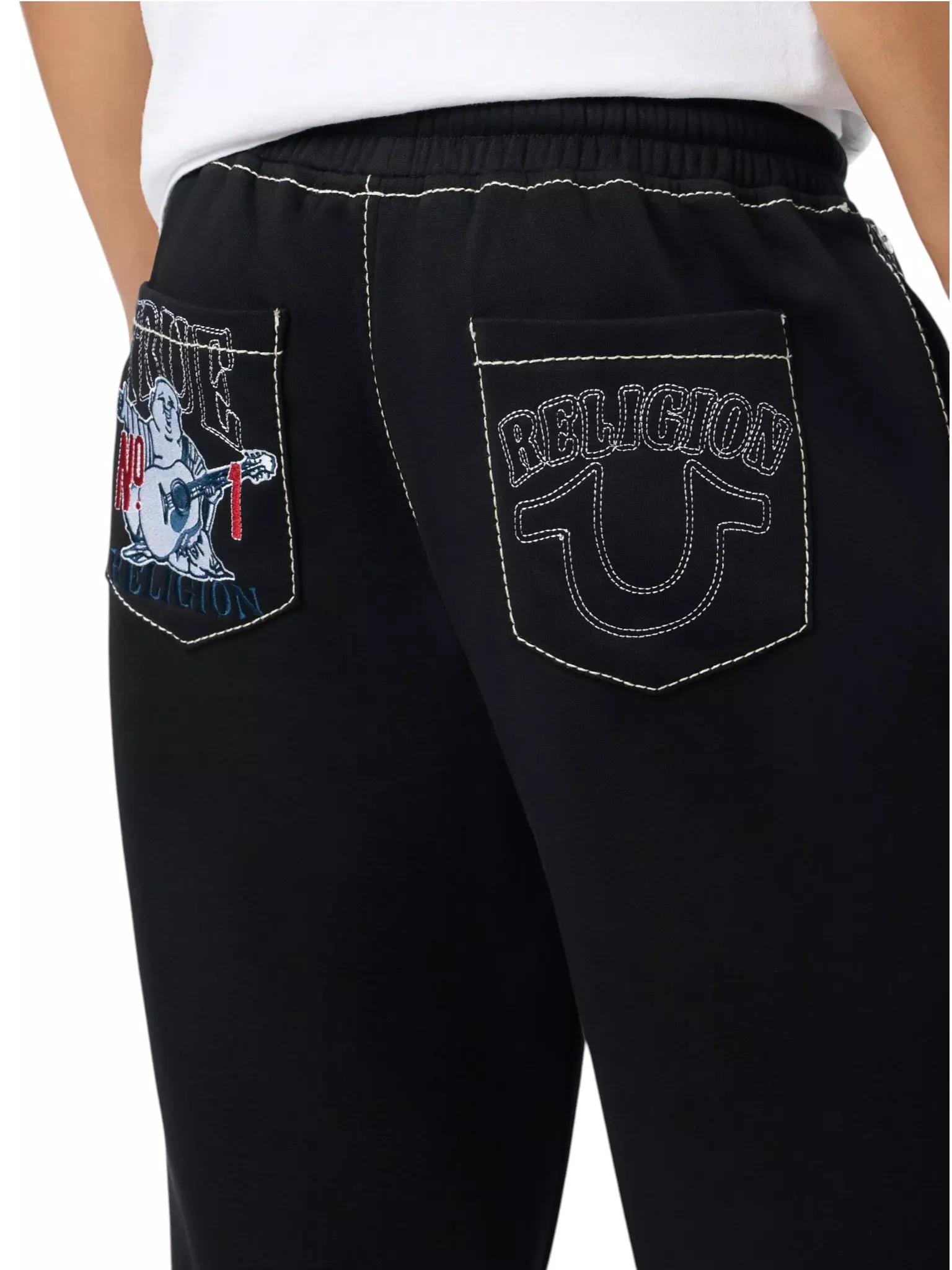 True Religion Men's No 1 Big T Fleece Pants - BLACK