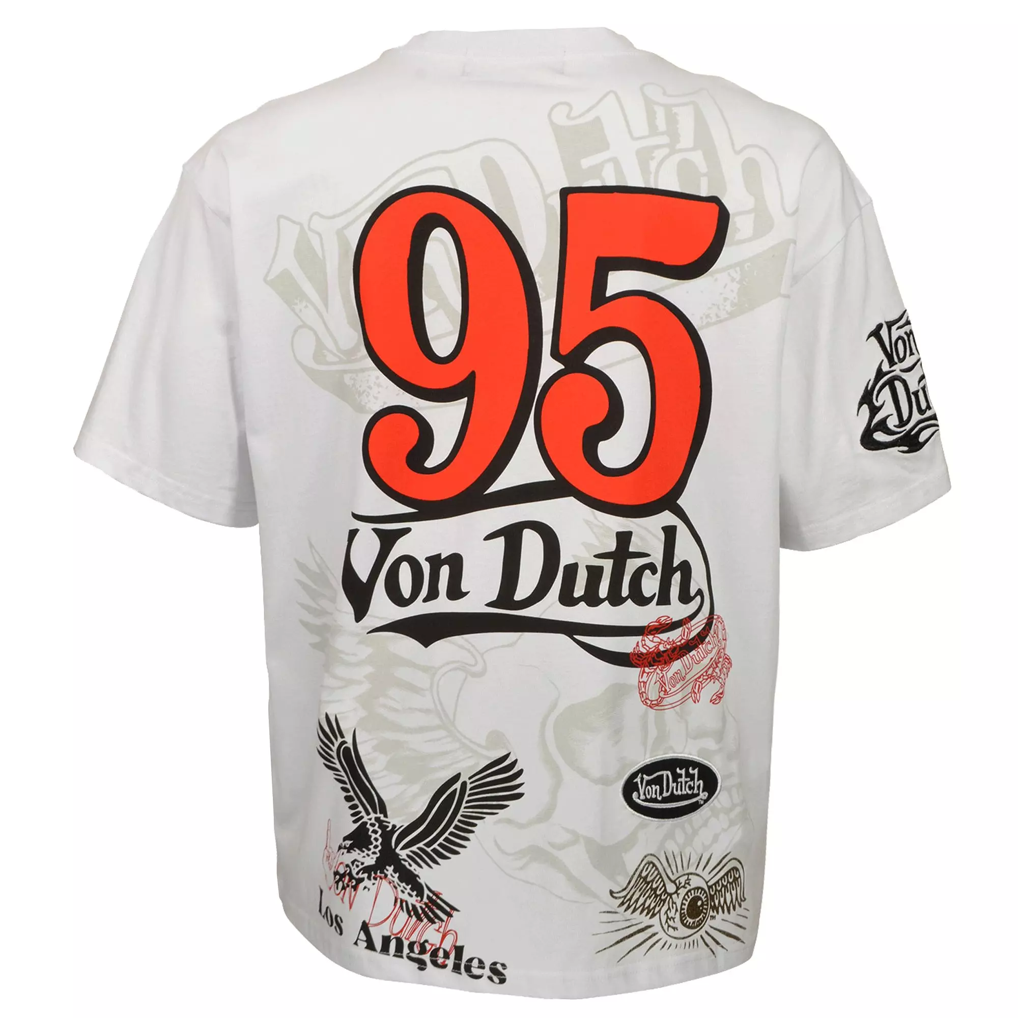 Von Dutch Men's Red and Gold Foil Tee - WHITE