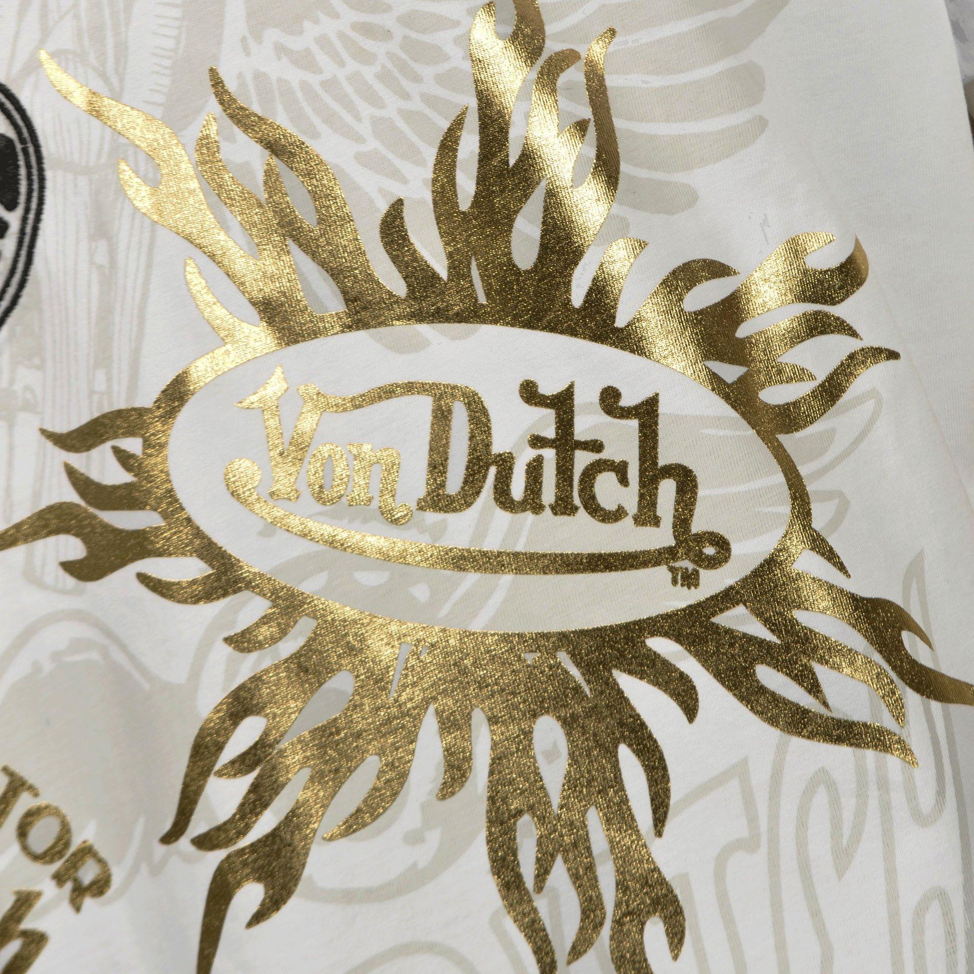 Von Dutch Men's Red and Gold Foil Tee - WHITE