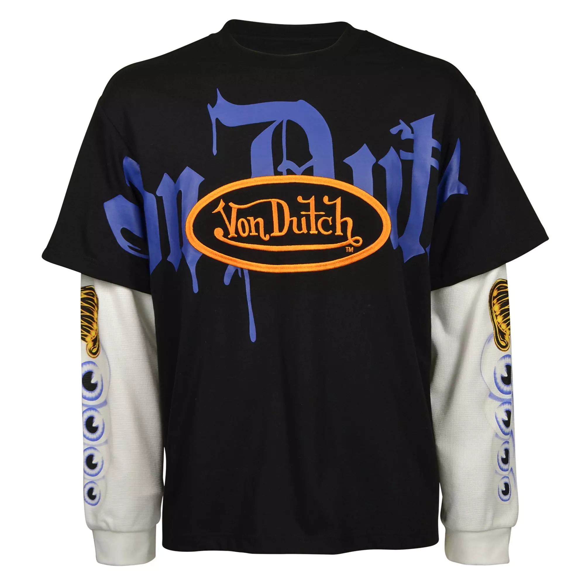 Von Dutch Men's Thermal Sleeve 2Fer Top - BLACK