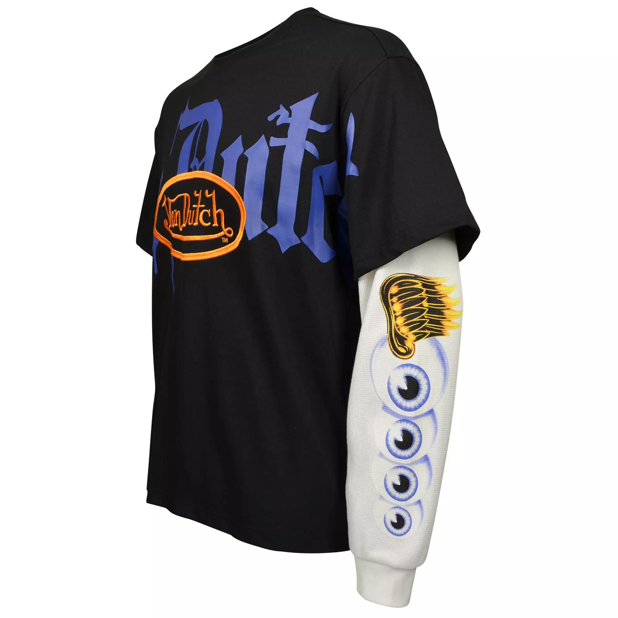 Von Dutch Men's Thermal Sleeve 2Fer Top - BLACK