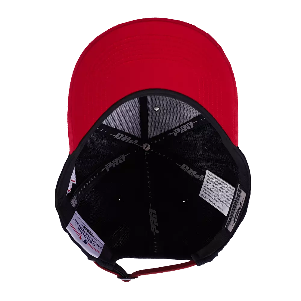 Pro Standard New York Yankees Iced Out Pinch Front Snapback Hat - Black/Red - BLACK/RED