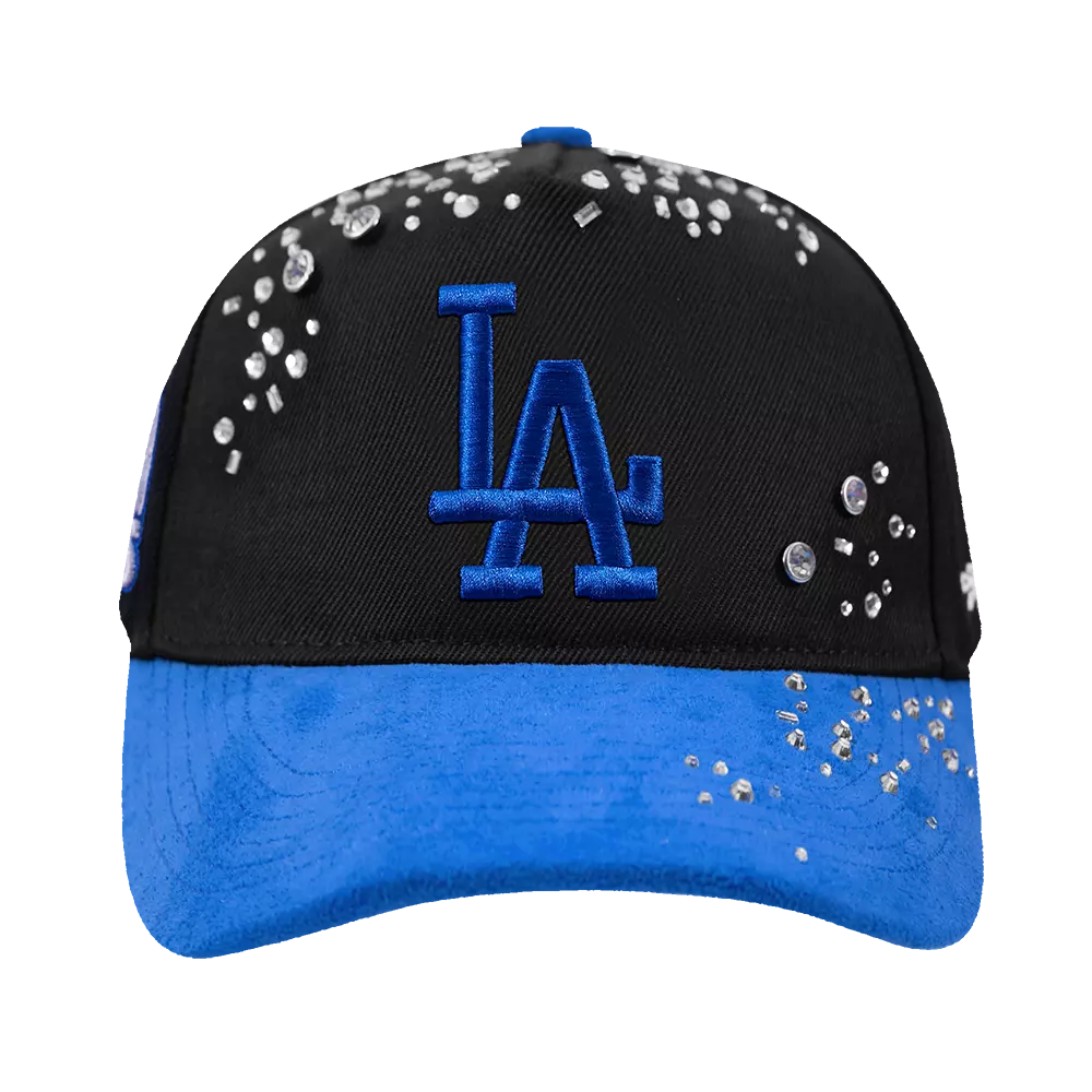 Pro Standard Los Angeles Dodgers Iced Out Pinch Cap - Black/Royal - BLACK/ROYAL