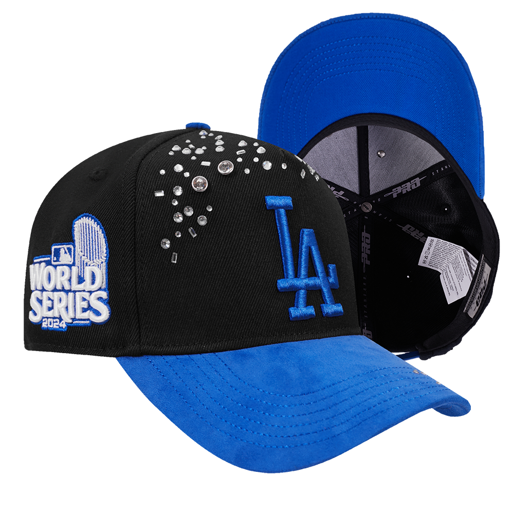 Pro Standard Los Angeles Dodgers Iced Out Pinch Cap - Black/Royal - BLACK/ROYAL