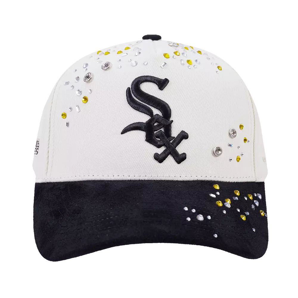 Pro Standard Chicago White Sox Iced Out Front Pinch Hat - White/Black - WHITE/BLACK