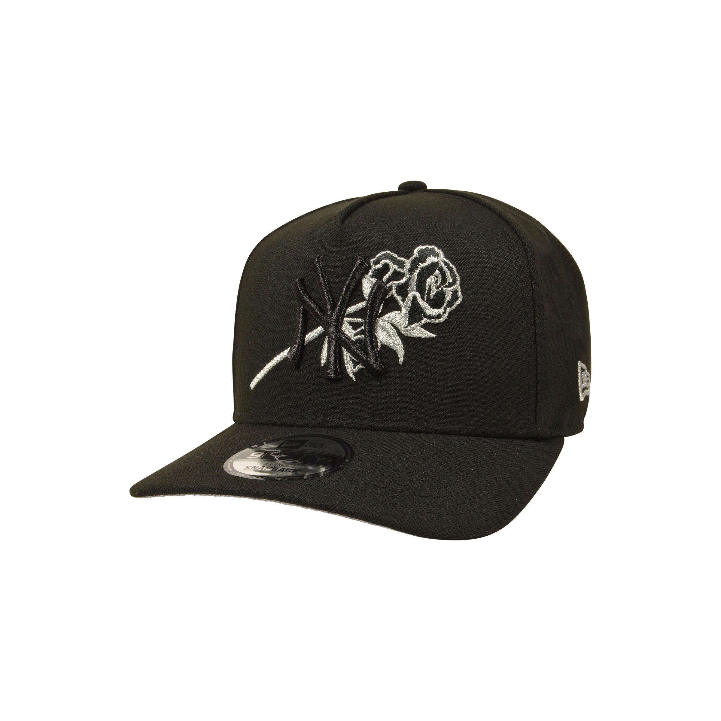 New Era New York Yankees 9FIFTY A-Frame Rose Snapback Hat - Black/Silver - BLACK/SILVER