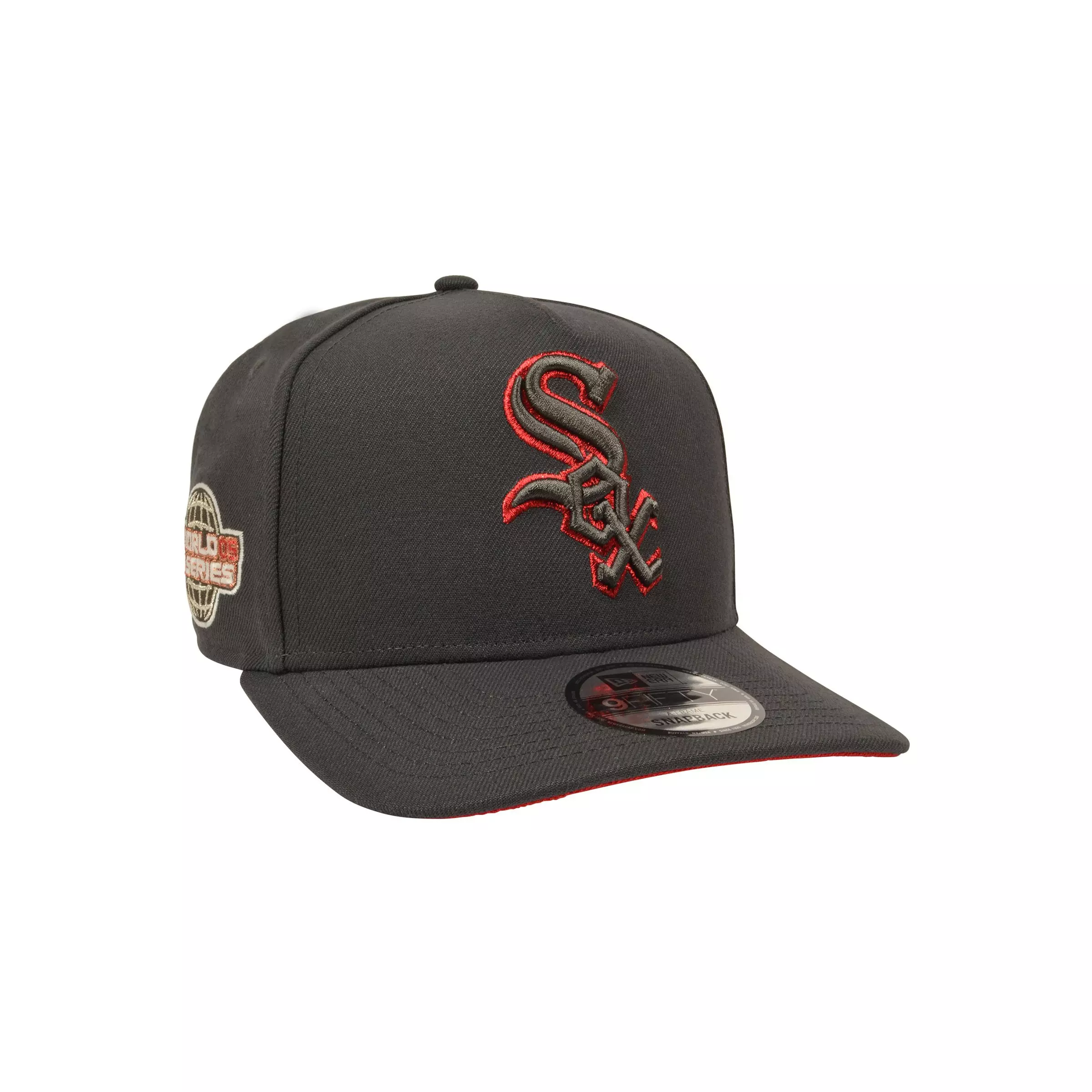 New Era Chicago White Sox 9FIFTY A-Frame Anthracite Snapback Hat - Grey/Red - GREY/RED