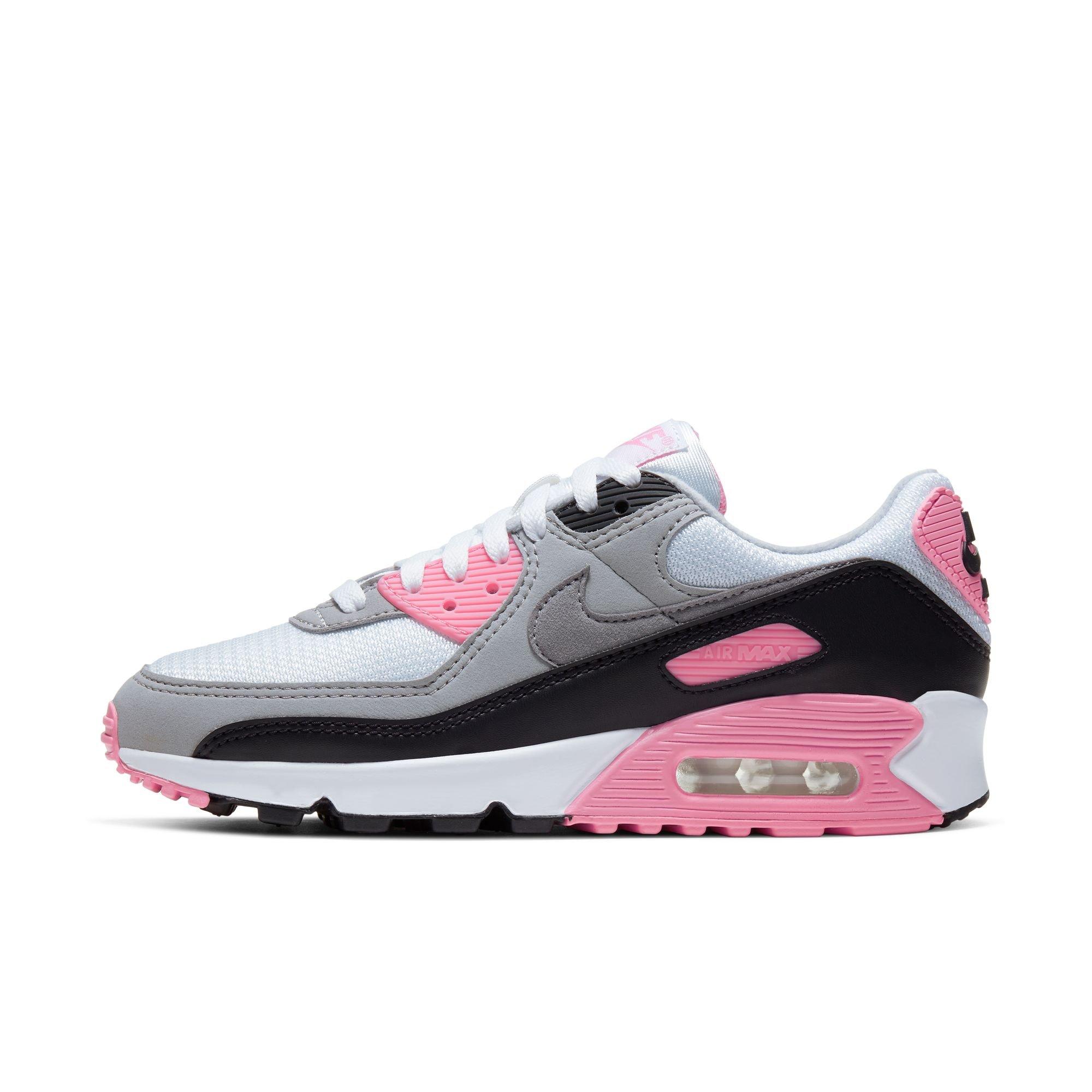 Nike Air Max 90 "White/Particle Grey/Rose/Black" Women's Shoe - WHITE/PINK