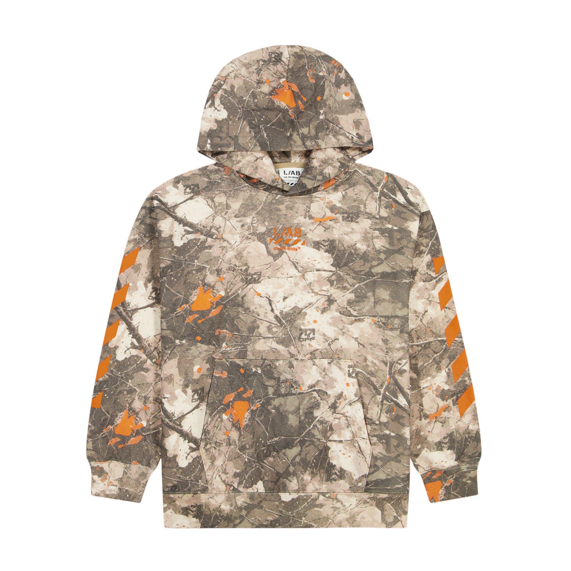 L/AB c/o Off-White Big Boys' Diagonal Hoodie - Camo/Orange - CAMOUFLAGE