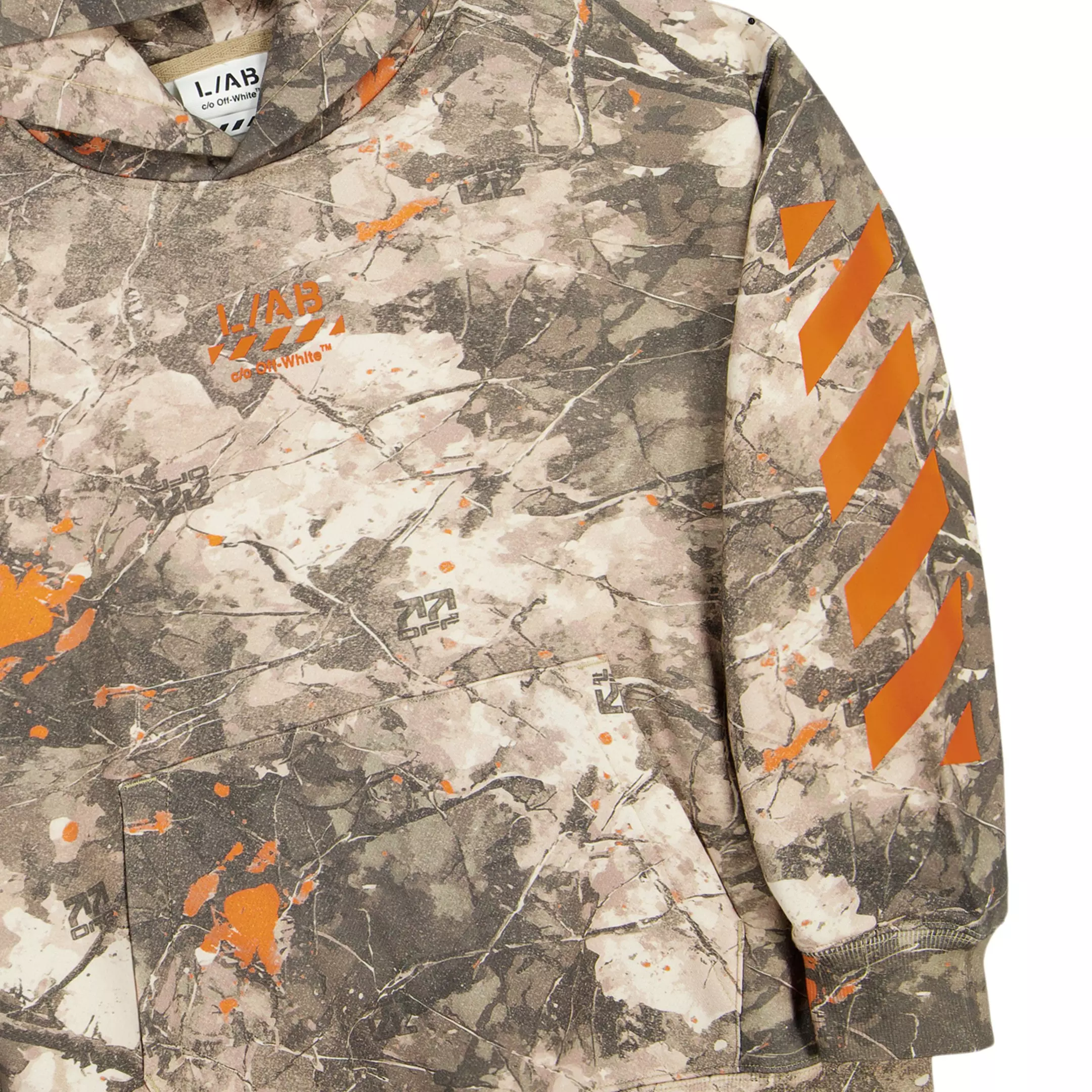L/AB c/o Off-White Big Boys' Diagonal Hoodie - Camo/Orange - CAMOUFLAGE