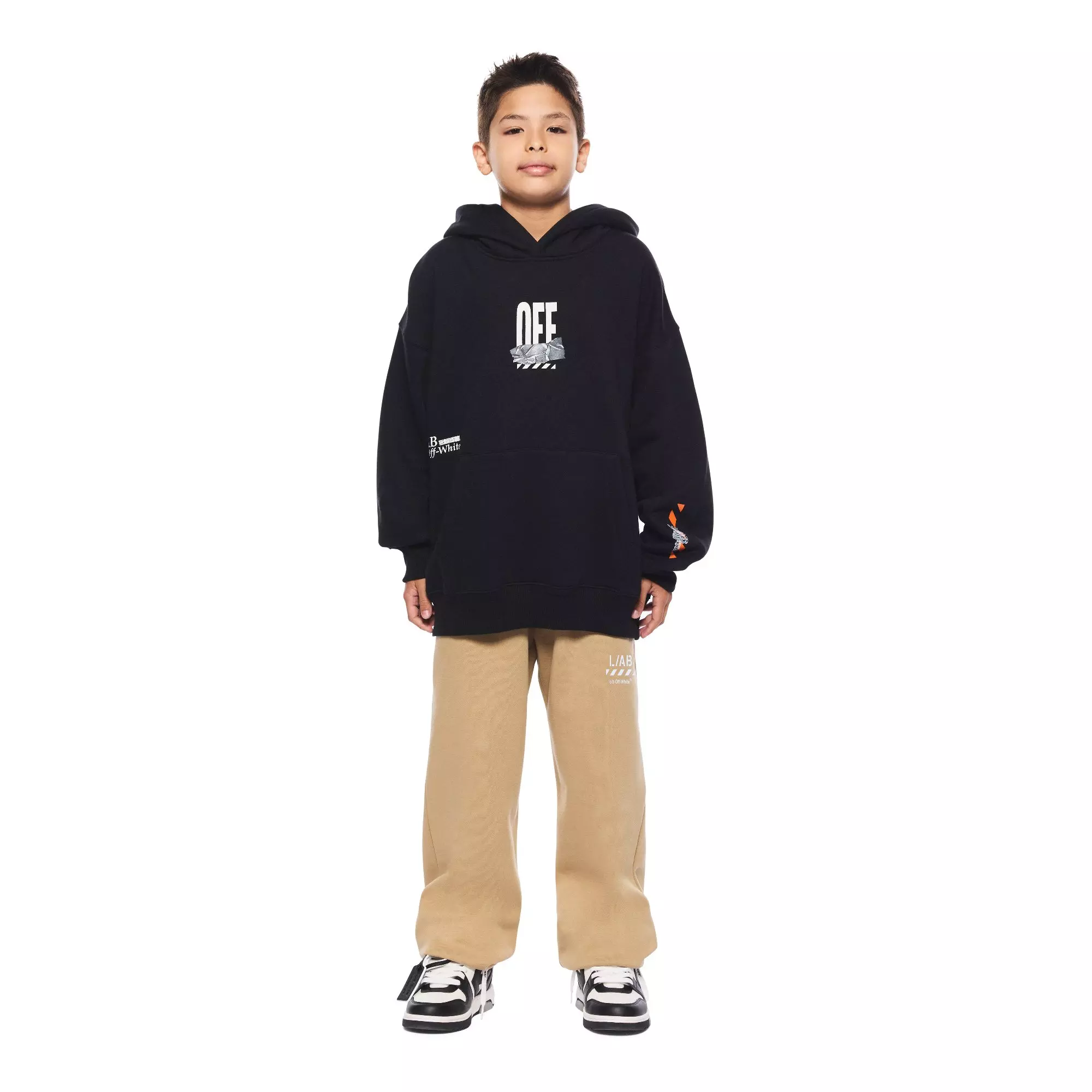 L/AB c/o Off-White Big Boys' Arrow Hoodie - Black - BLACK