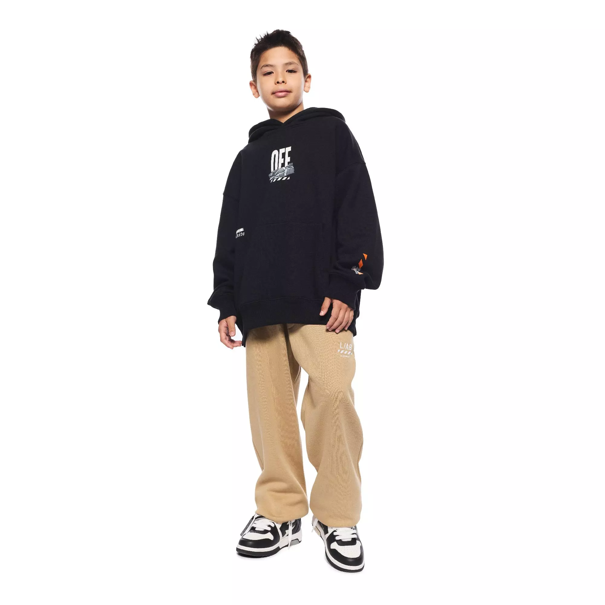 L/AB c/o Off-White Big Boys' Arrow Hoodie - Black - BLACK