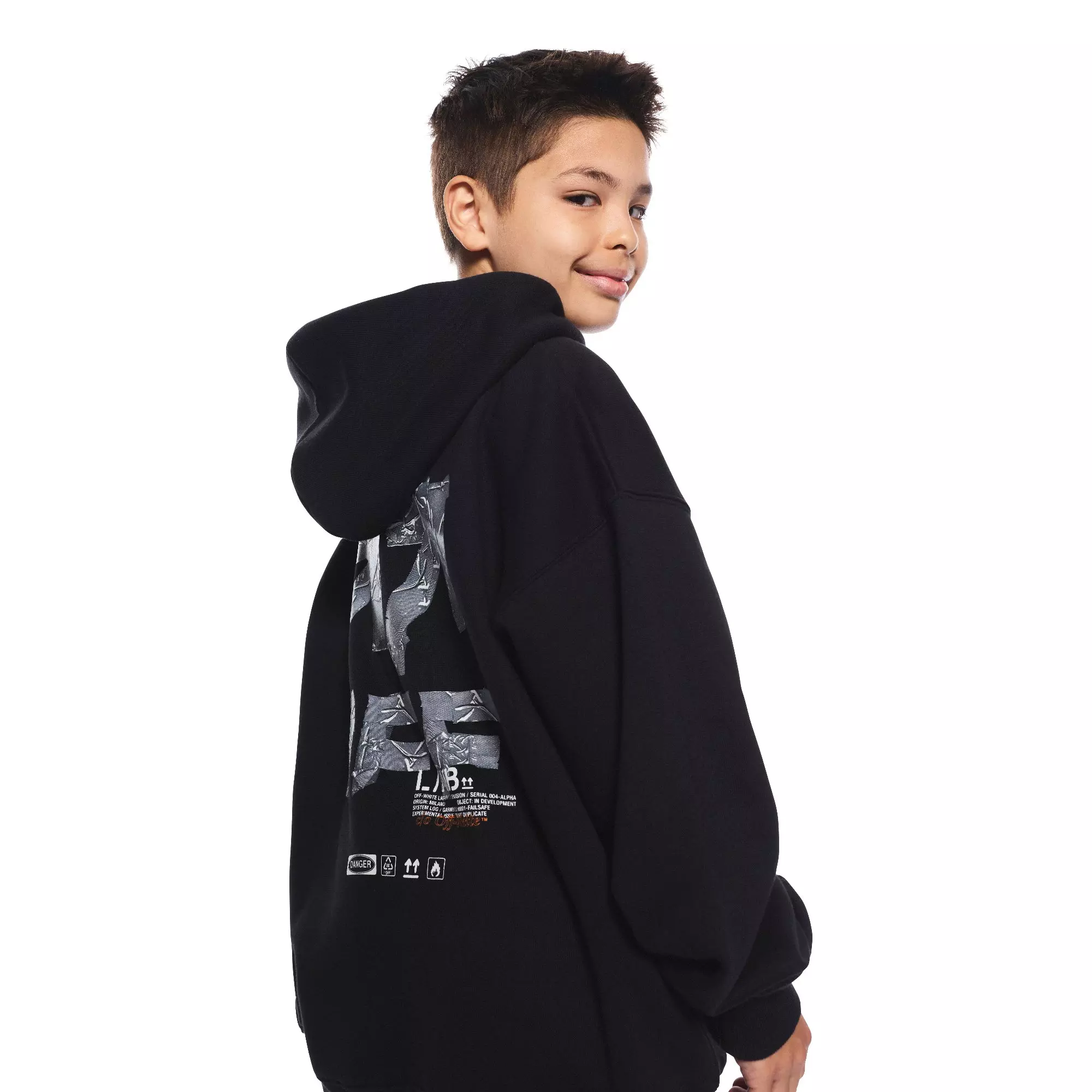 L/AB c/o Off-White Big Boys' Arrow Hoodie - Black - BLACK