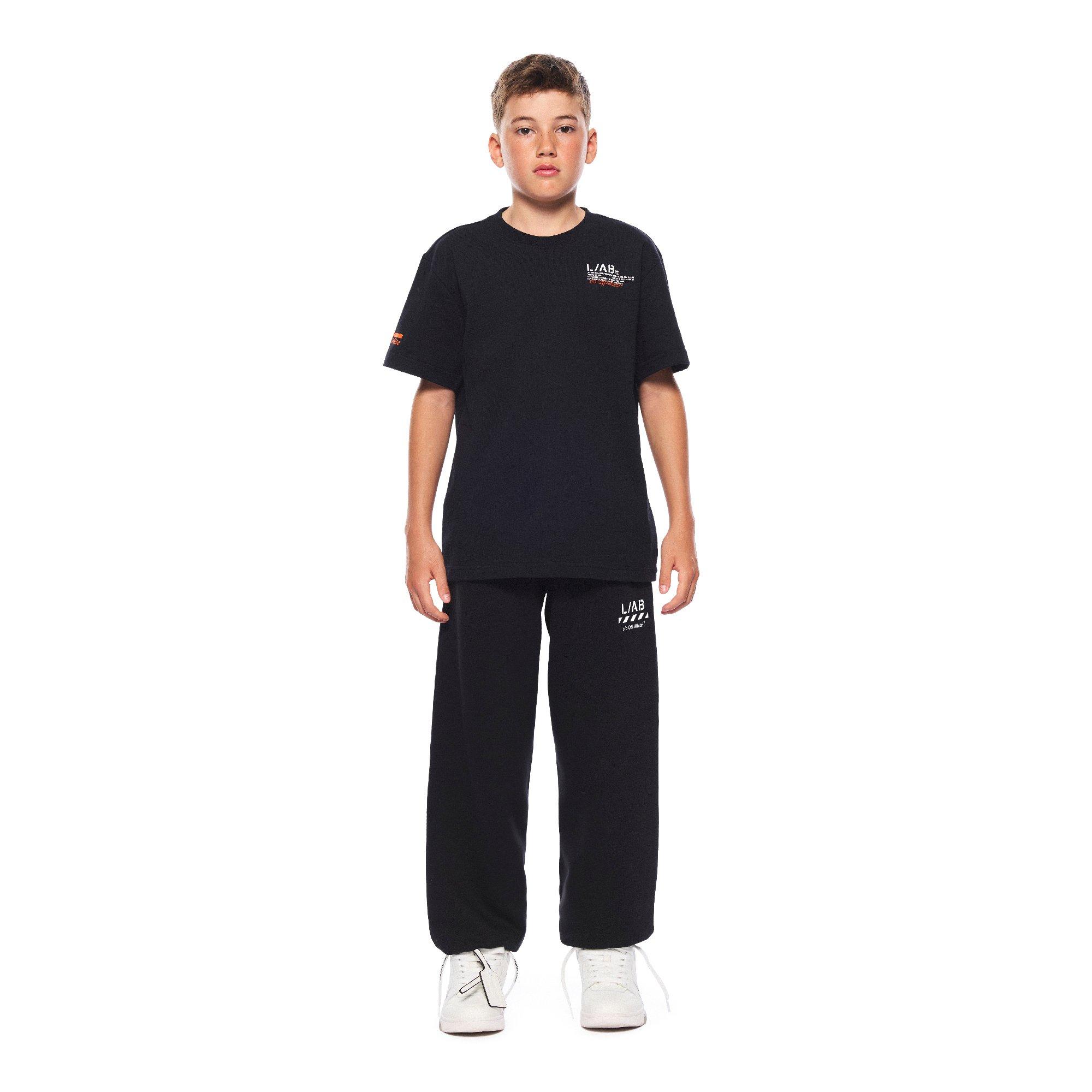 L/AB c/o Off-White Big Boys' Active Tape Tee - Black - BLACK
