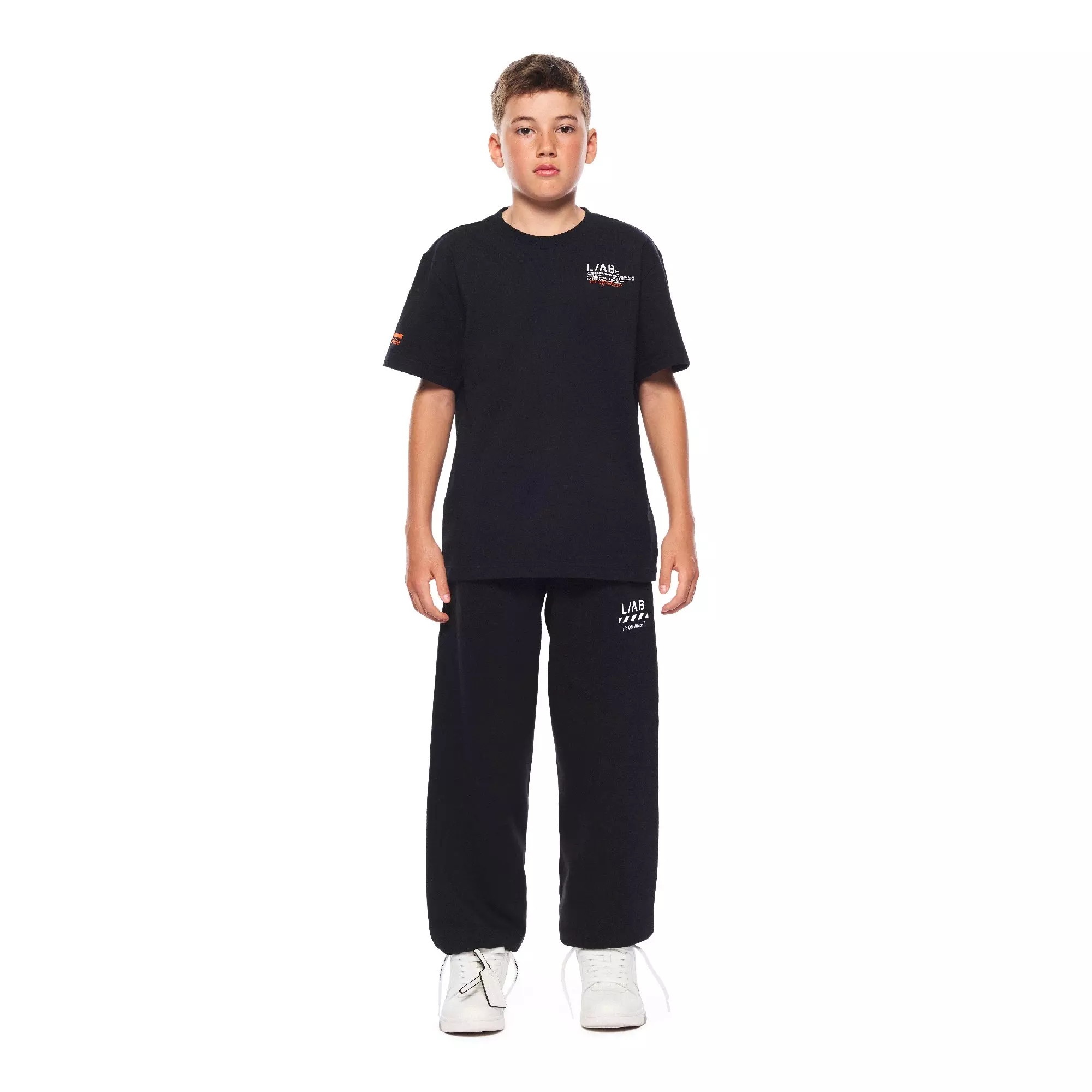 L/AB c/o Off-White Big Boys' Active Tape Tee - Black - BLACK