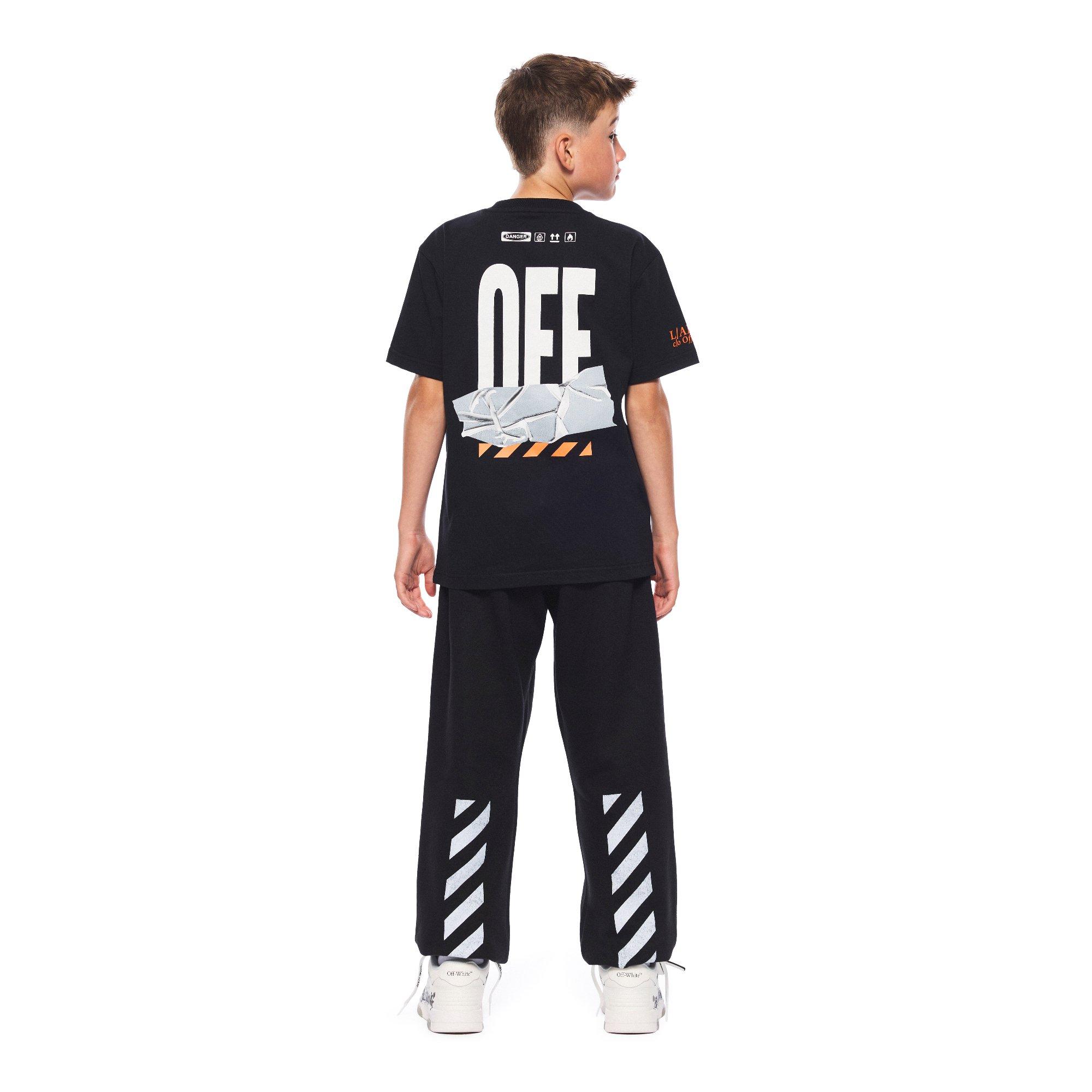 L/AB c/o Off-White Big Boys' Active Tape Tee - Black - BLACK