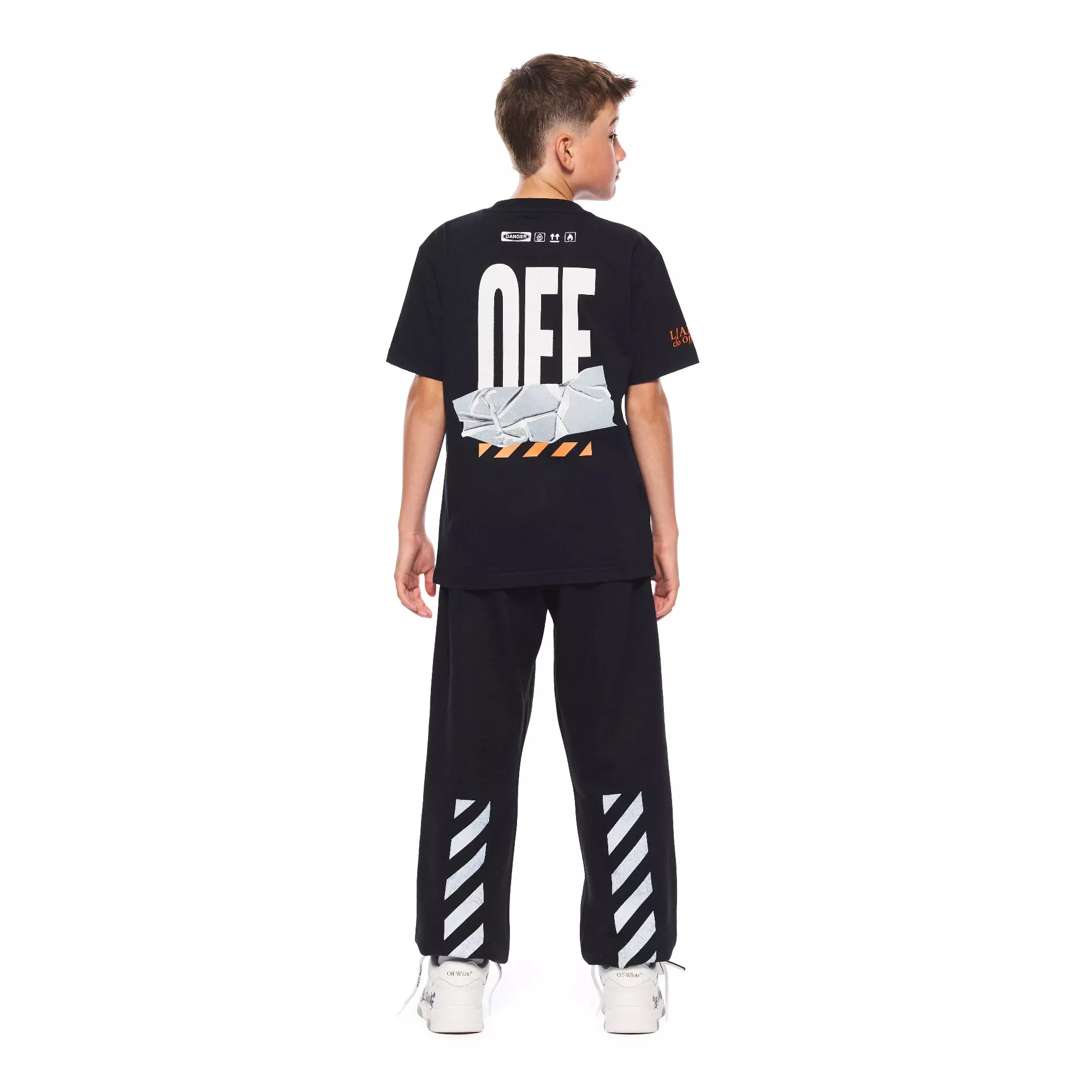 L/AB c/o Off-White Big Boys' Active Tape Tee - Black - BLACK
