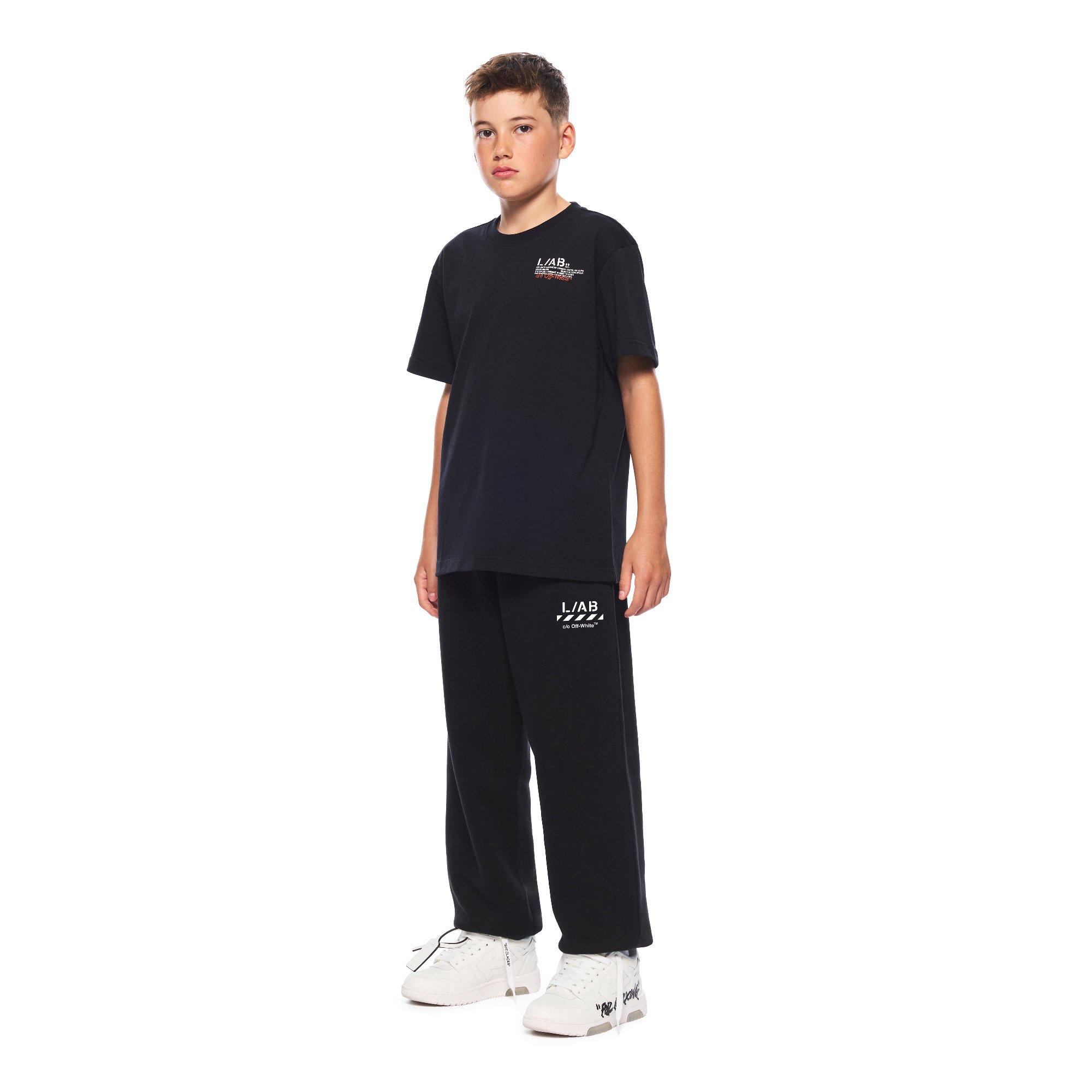 L/AB c/o Off-White Big Boys' Active Tape Tee - Black - BLACK