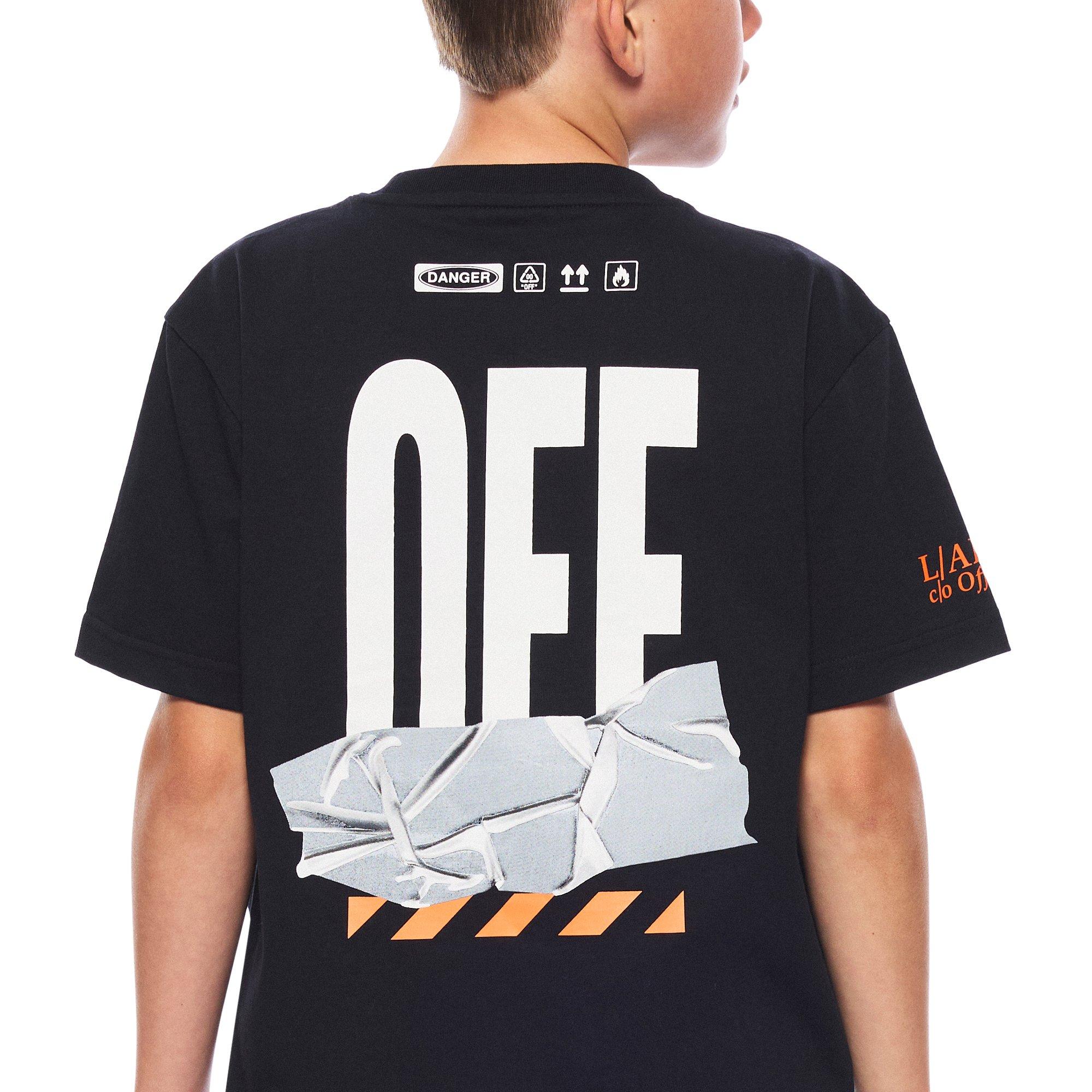 L/AB c/o Off-White Big Boys' Active Tape Tee - Black - BLACK