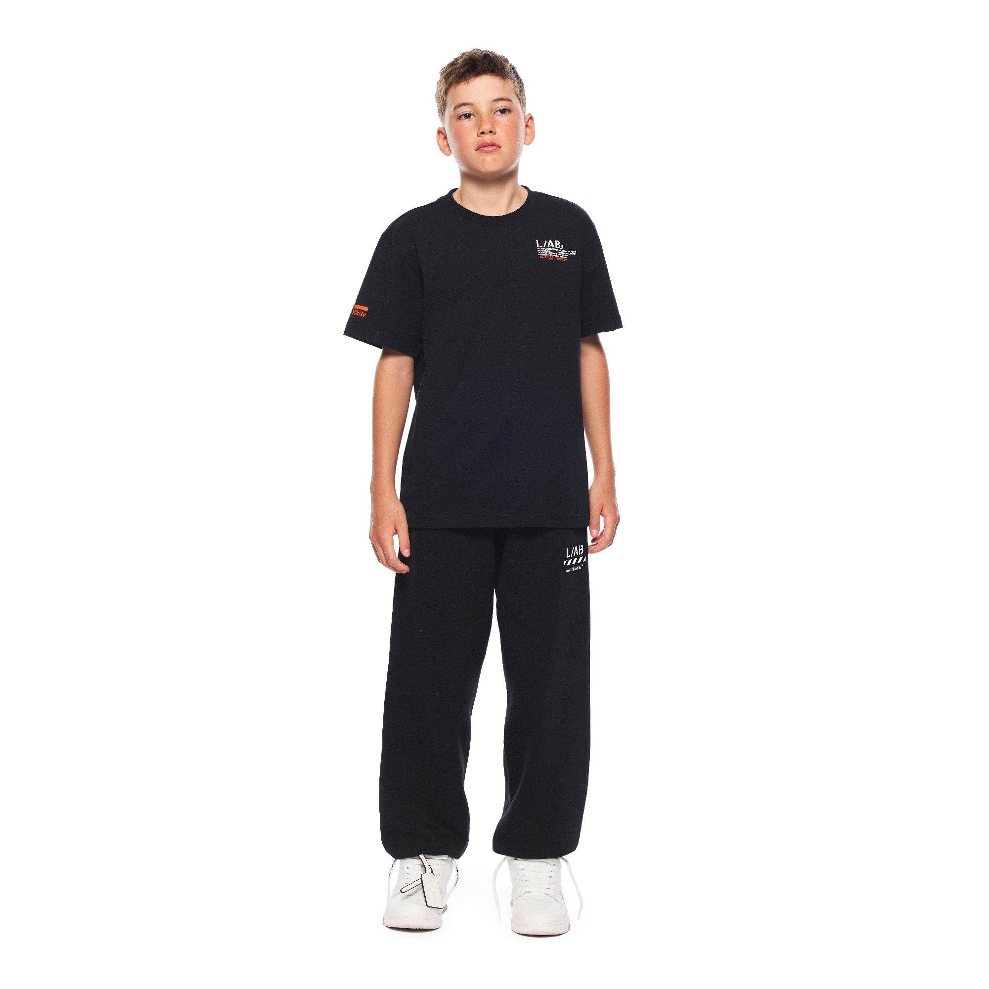 L/AB c/o Off-White Big Boys' Active Tape Tee - Black - BLACK